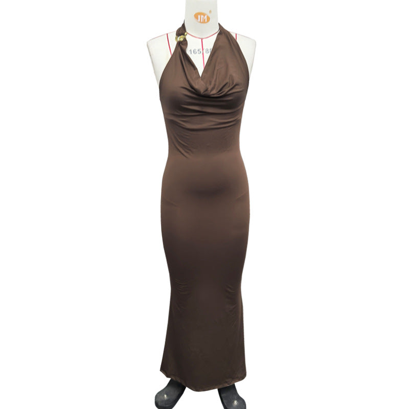 V neck Elegant Halter Dress Women Summer High Grade Sexy Sheath Dress by Ragazza