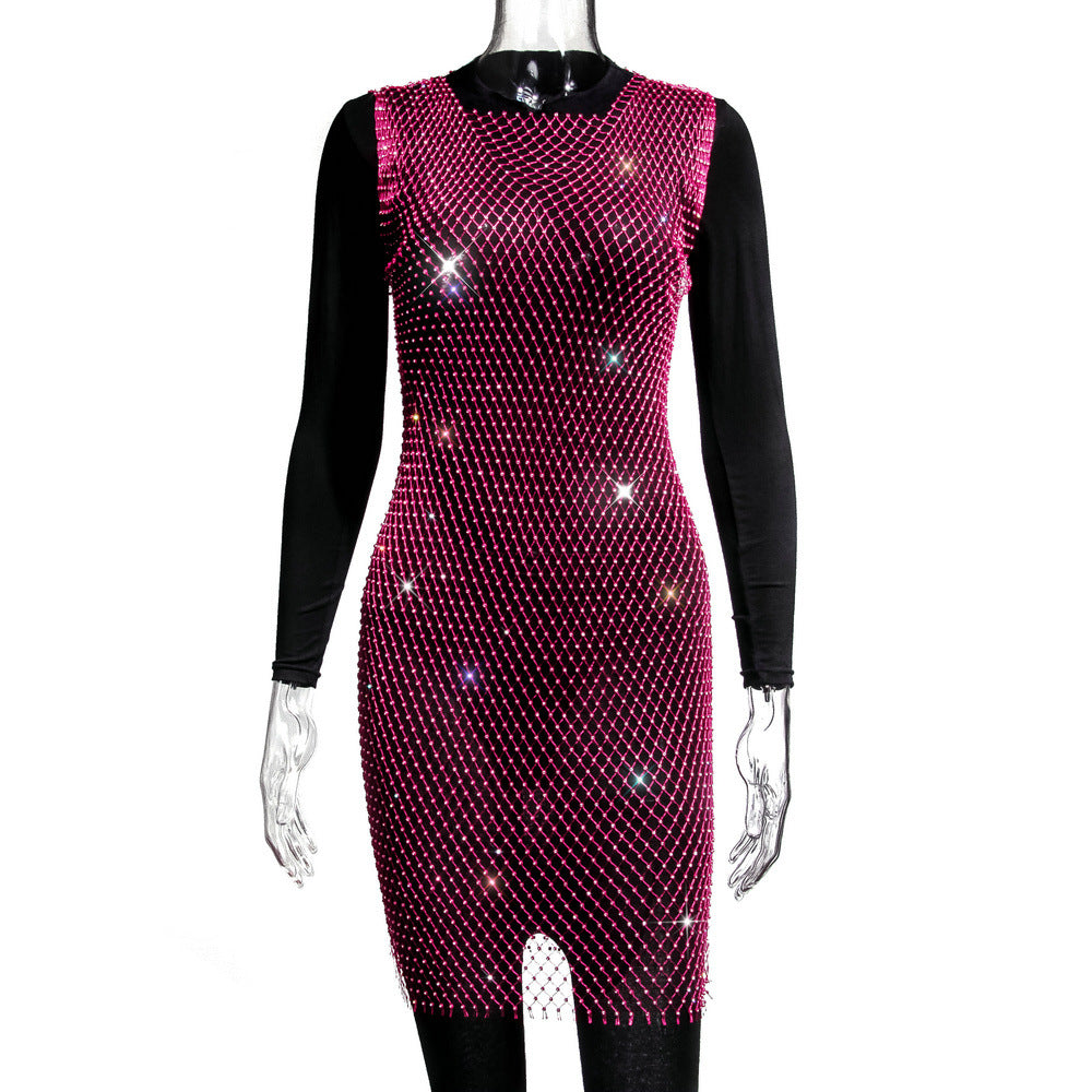Rhinestone Fishnet Top Summer Popular Mesh Rhinestone Women Clothing Short Sleeve by Ragazza