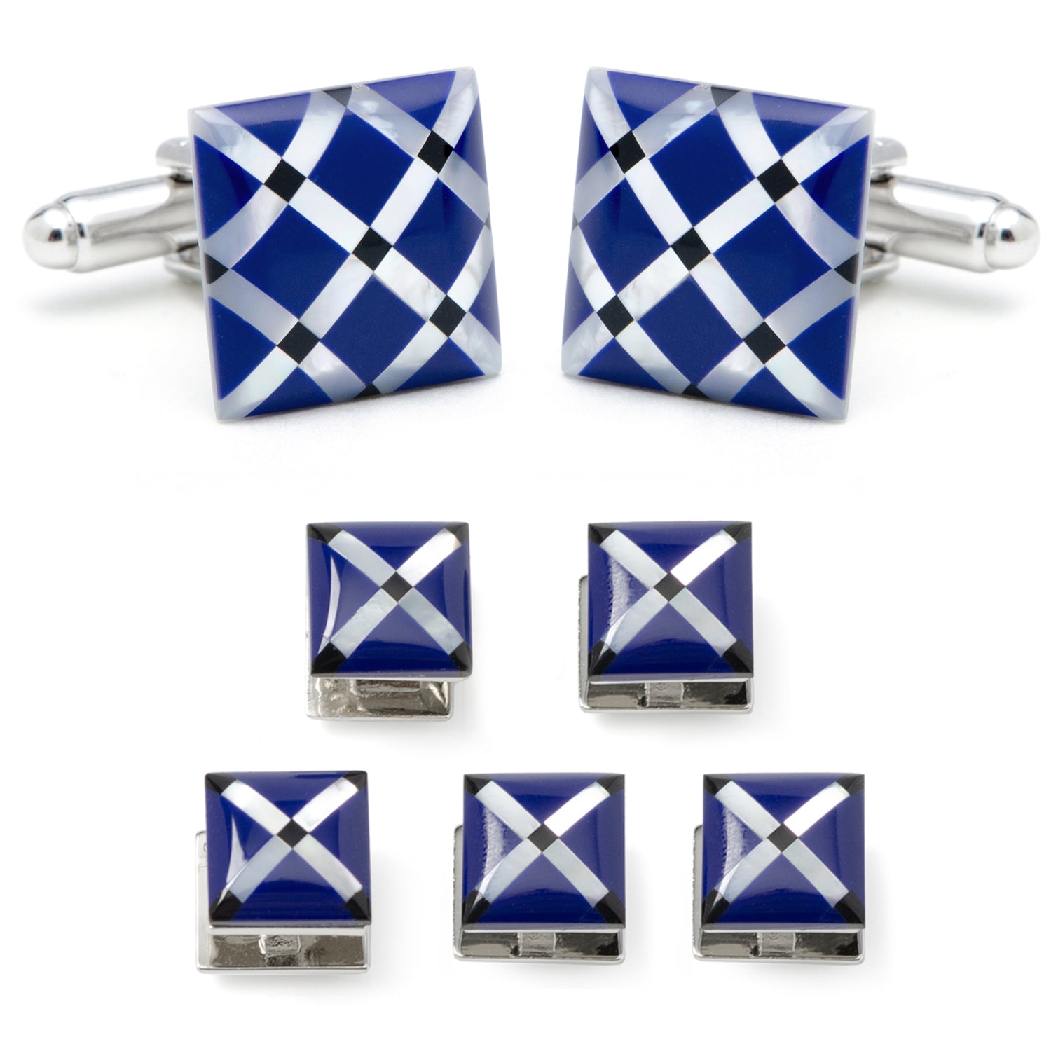 Mother of Pearl Diamond 5-Stud Set by Cufflinks.com