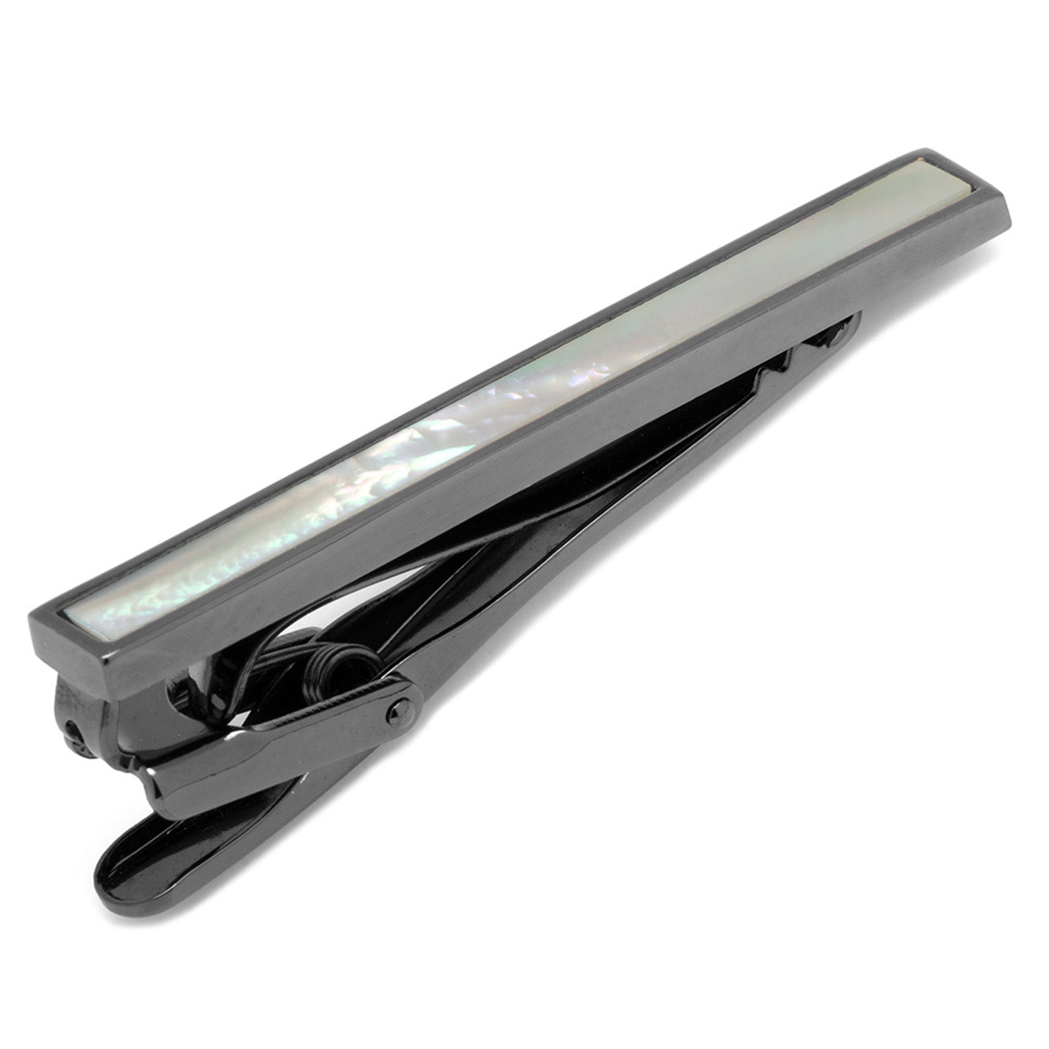 Gunmetal and Mother of Pearl Inlaid Tie Clip by Cufflinks.com