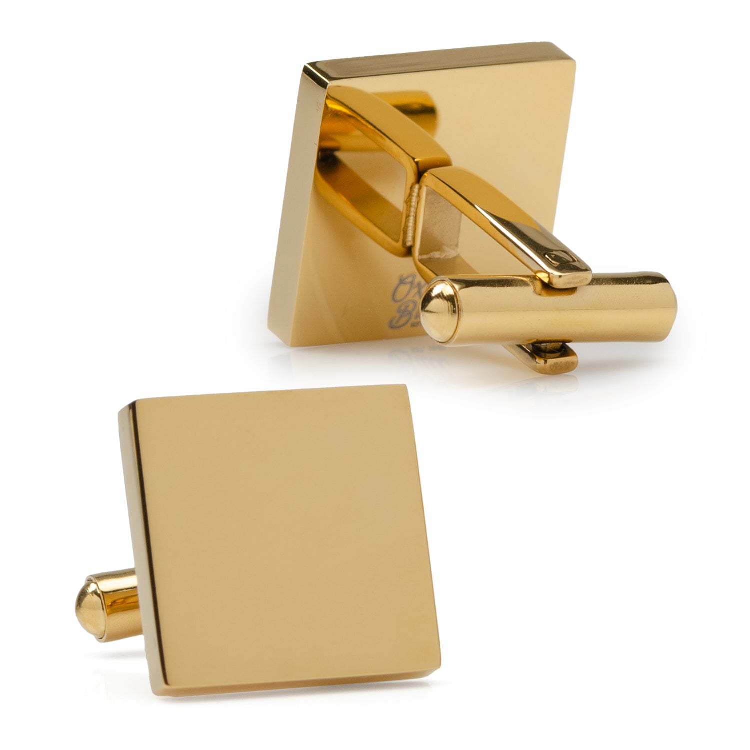 Gold Stainless Engravable Square Cufflinks by Cufflinks.com