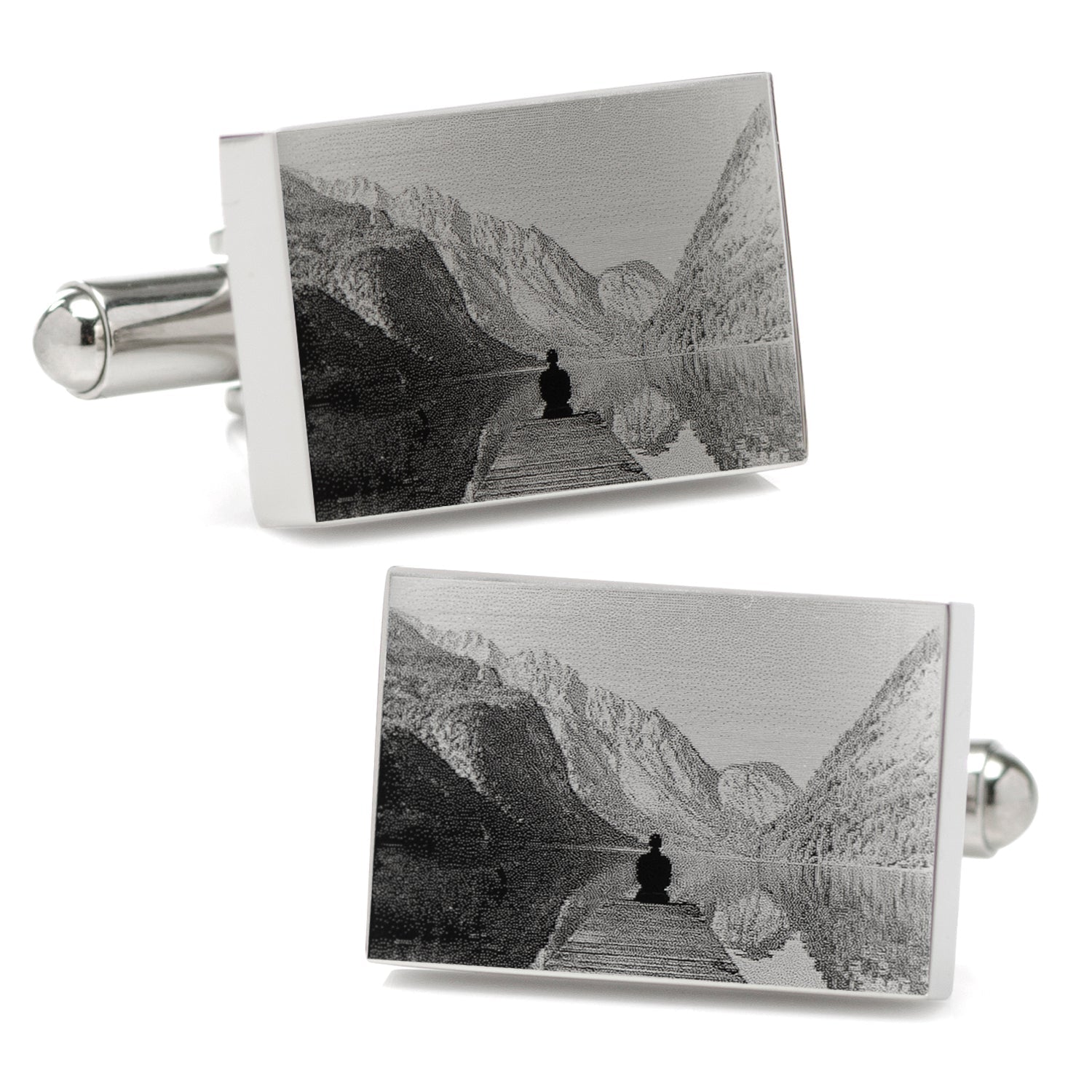 Stainless Steel Rectangle Infinity Engravable Cufflinks by Cufflinks.com
