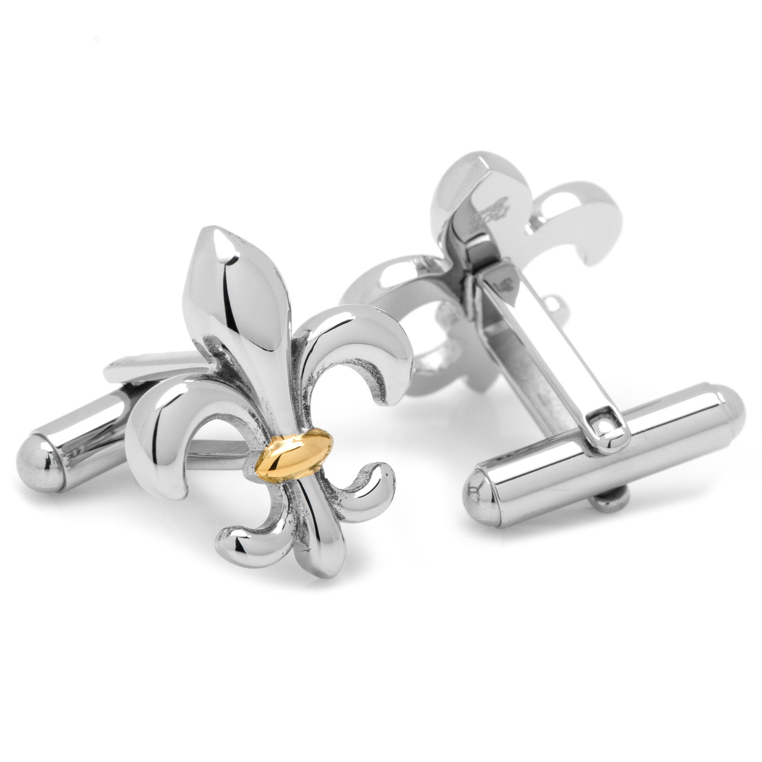 Sterling Silver Two-Tone Fleur De Lis Cufflinks by Cufflinks.com