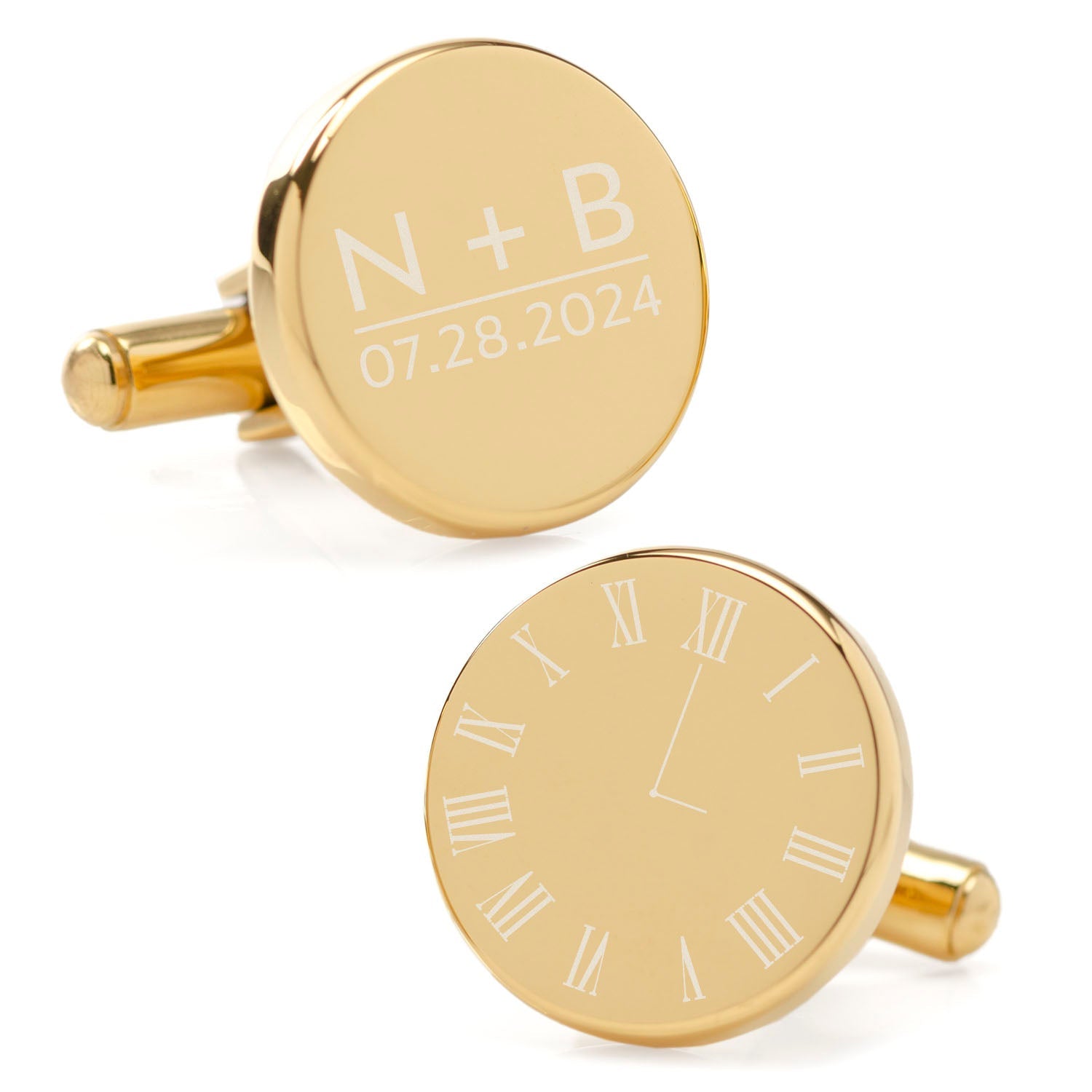 Custom Clock Engravable Gold Cufflinks by Cufflinks.com