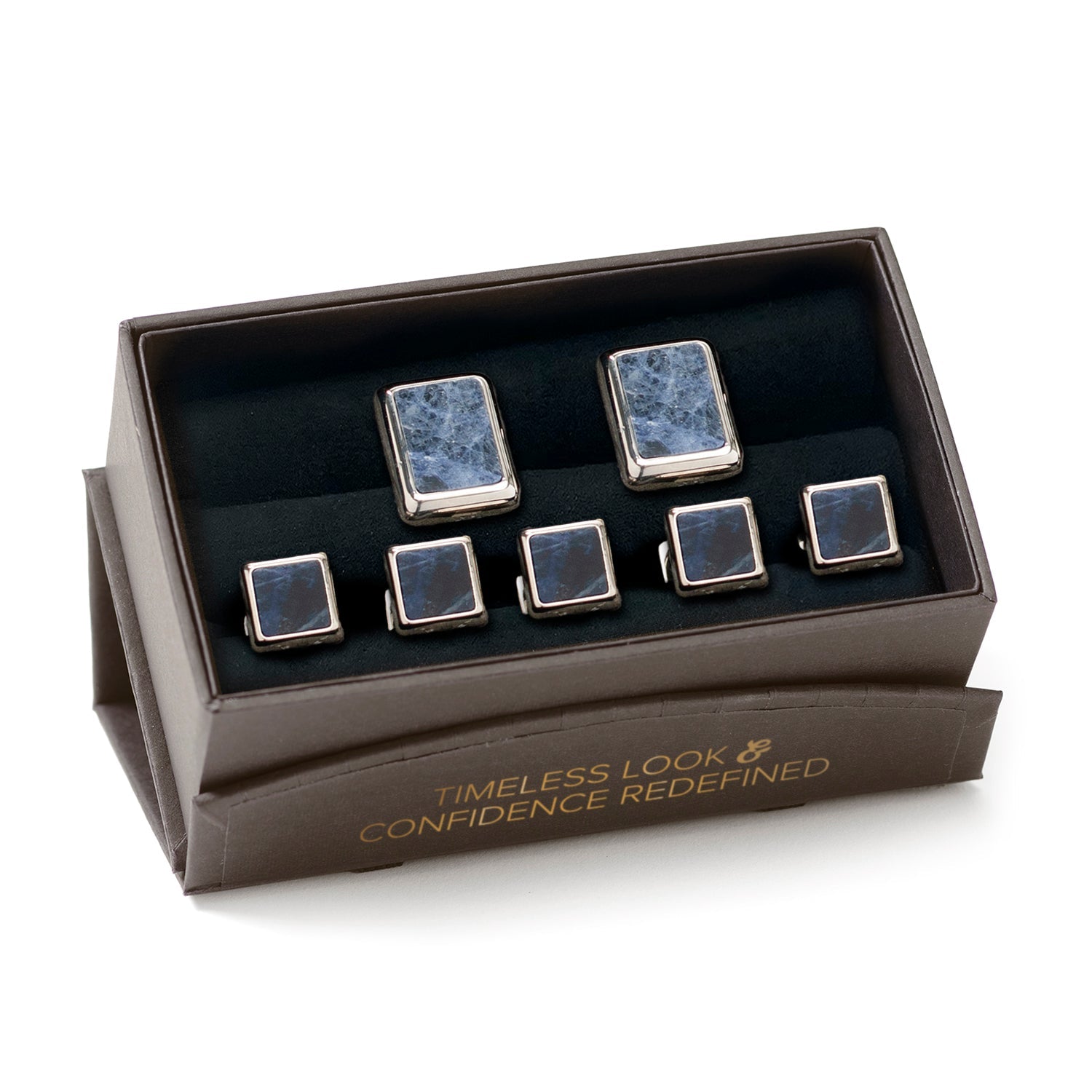 Silver and Sodalite JFK Presidential 5-Stud Set by Cufflinks.com