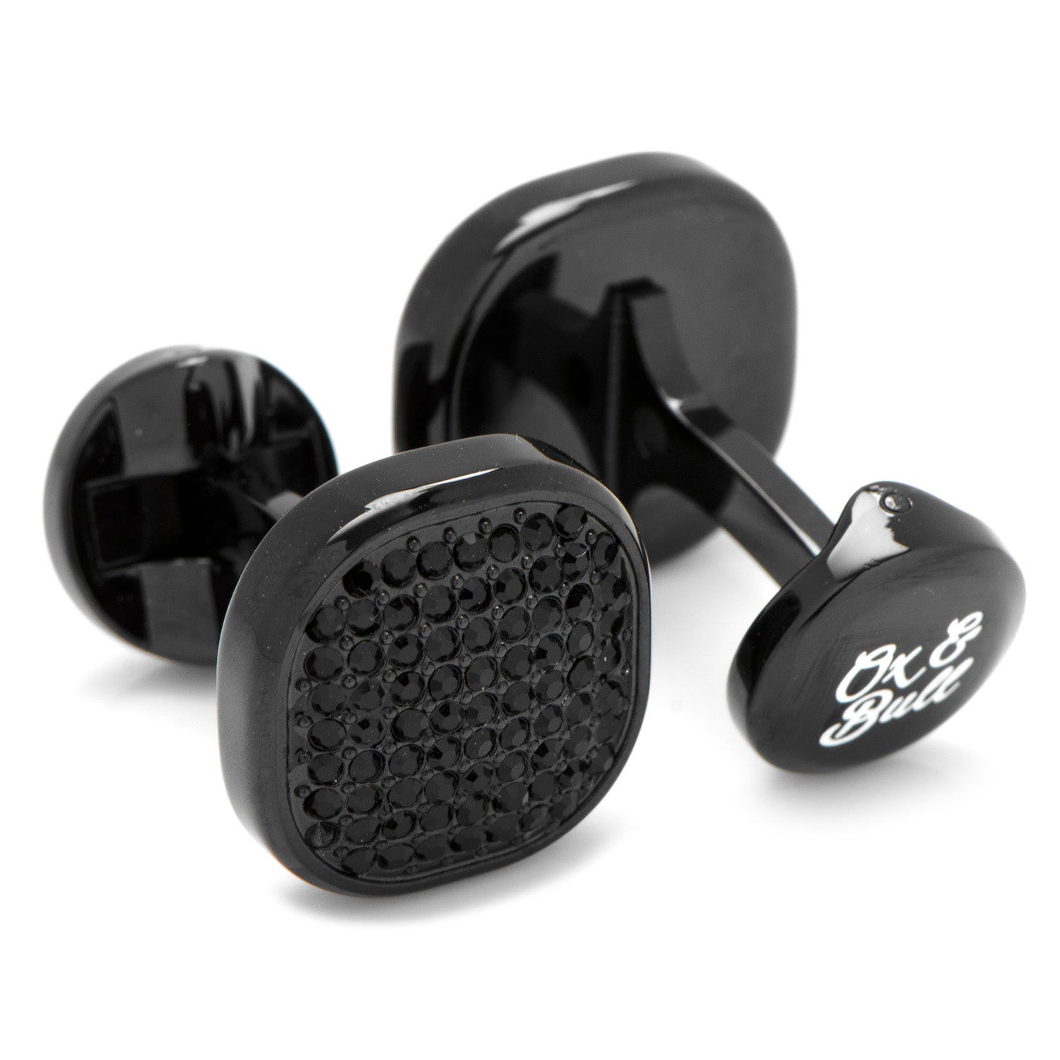 Black Stainless Steel Black Crystal Cufflink and 5-Stud Set by Cufflinks.com