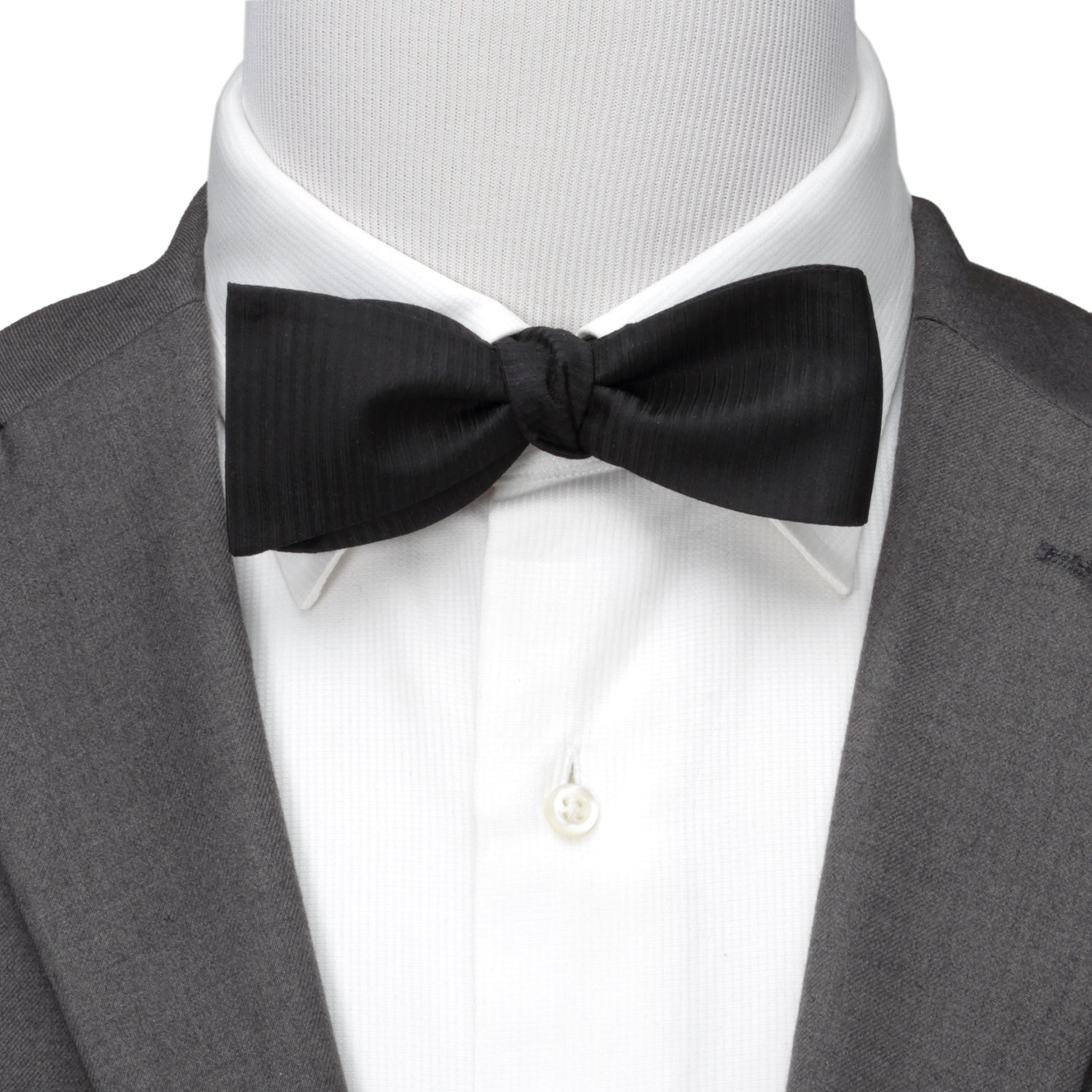 Black Formal Pinstripe Silk Bow Tie by Cufflinks.com