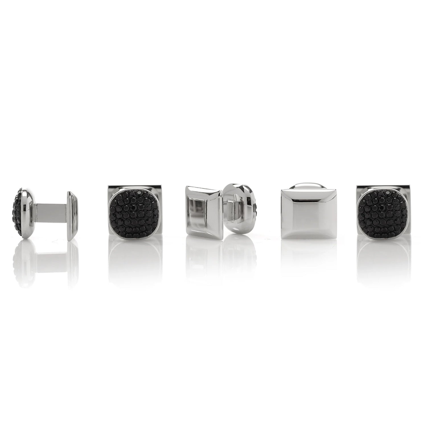 Stainless Steel with Black Pave Crystal 5-Studs by Cufflinks.com