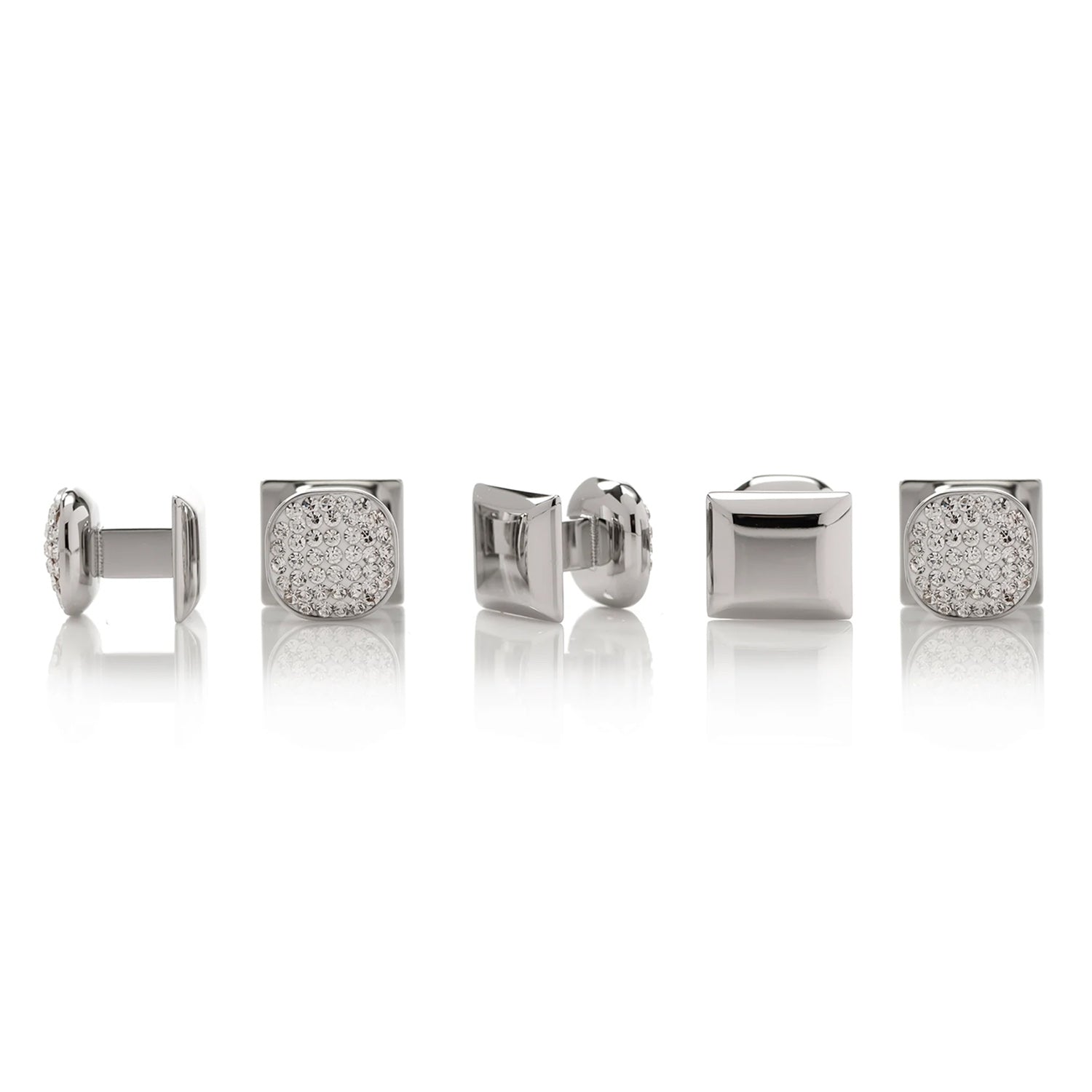 White Pave Crystal 5-Stud Set by Cufflinks.com