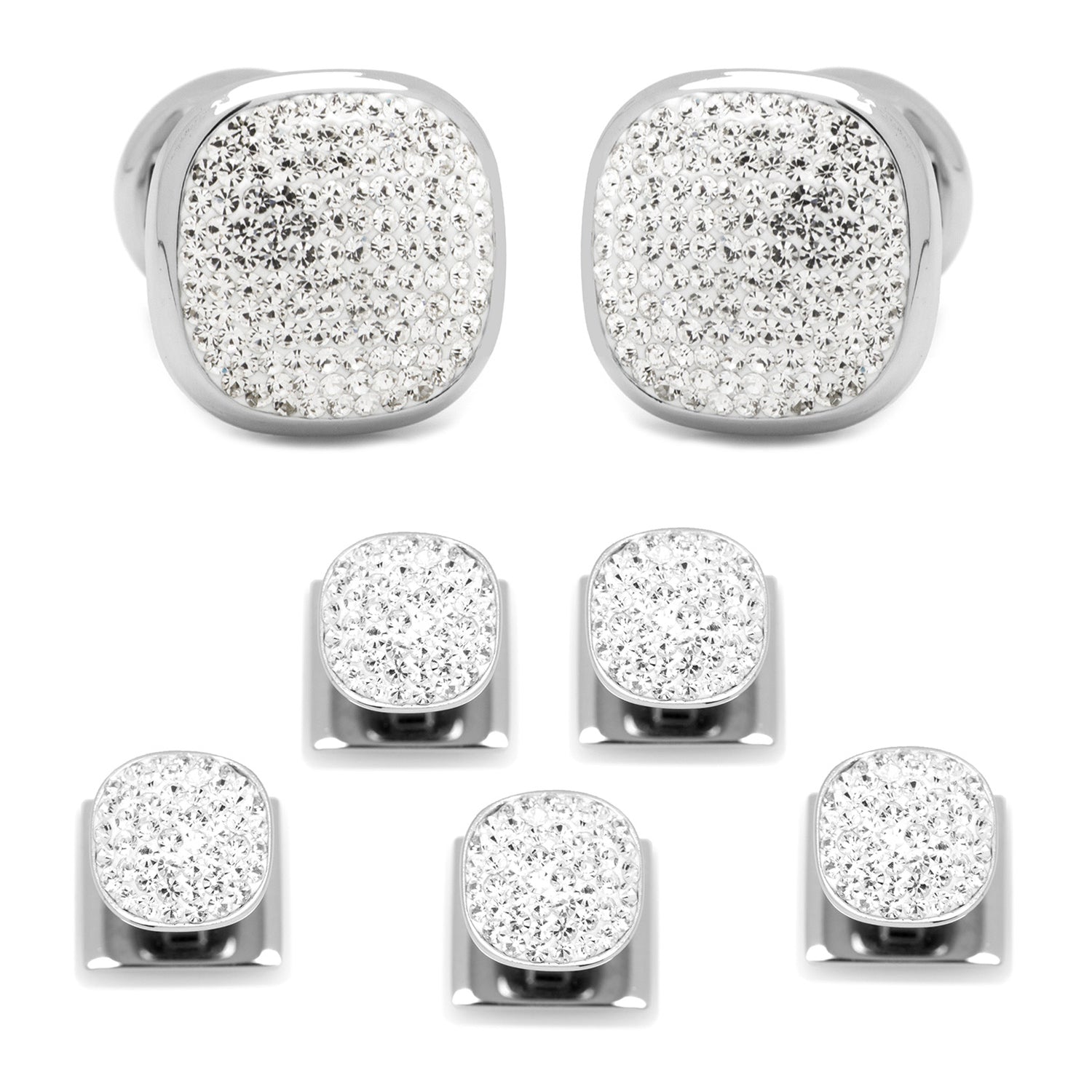 White Pave Crystal 5-Stud Set by Cufflinks.com