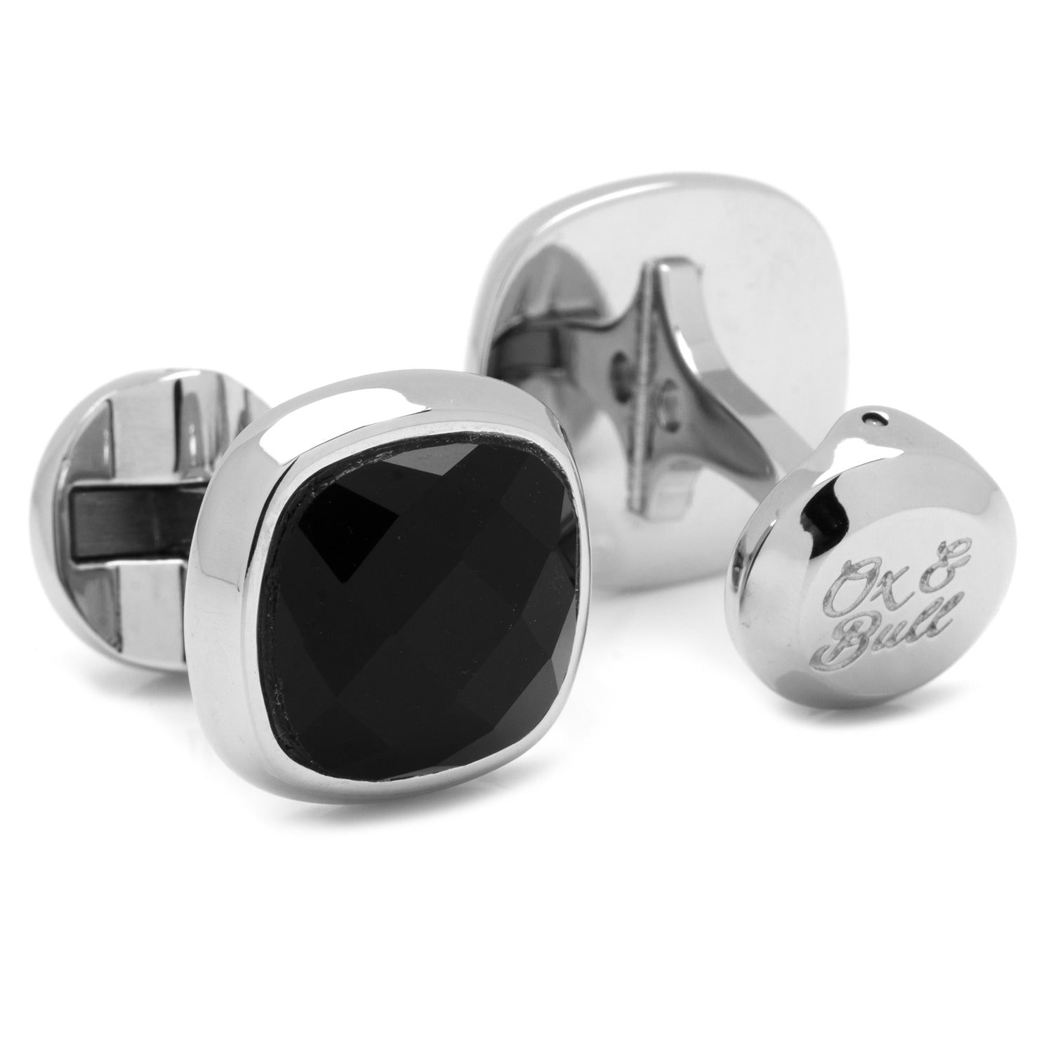 Faceted Onyx Cushion Cufflinks by Cufflinks.com
