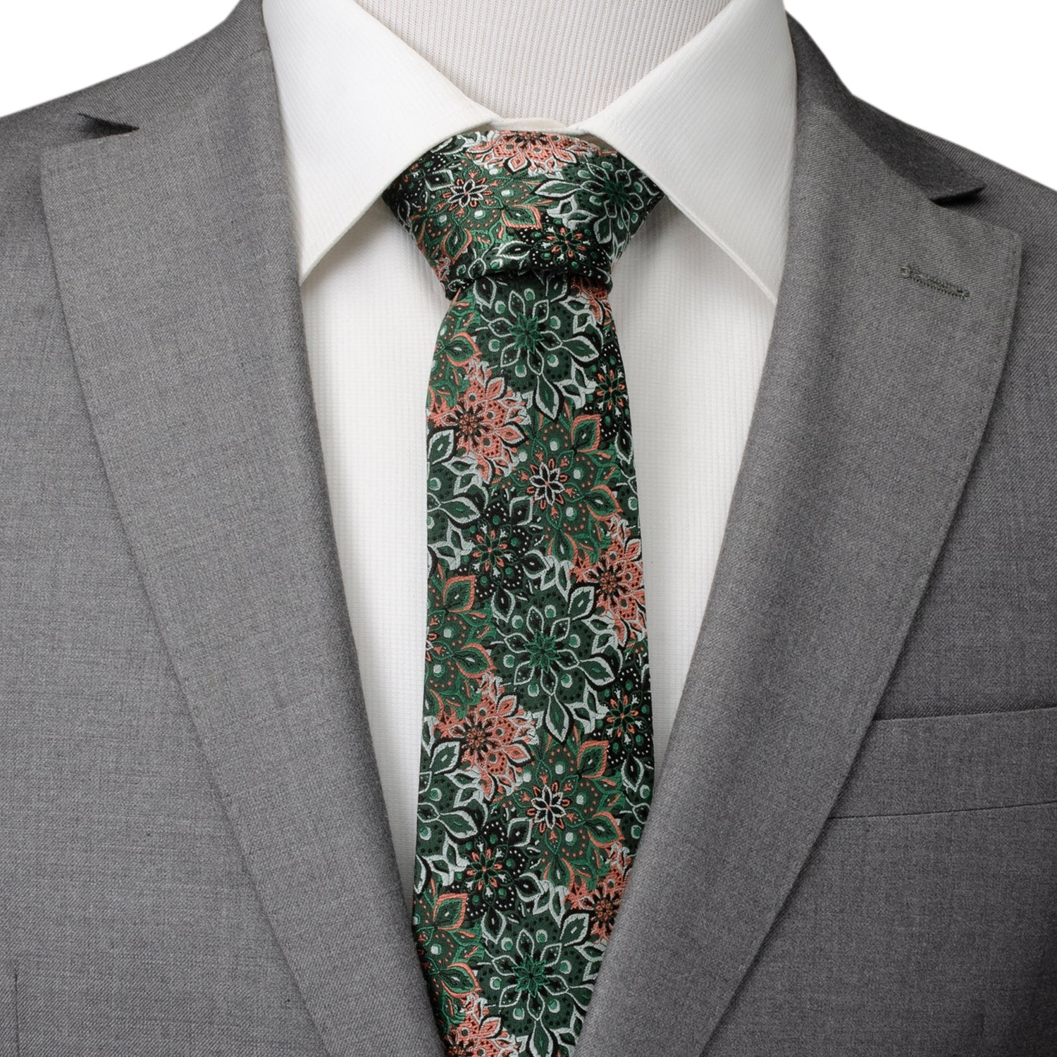 Green Floral Tie and Pocket Square Gift Set by Cufflinks.com