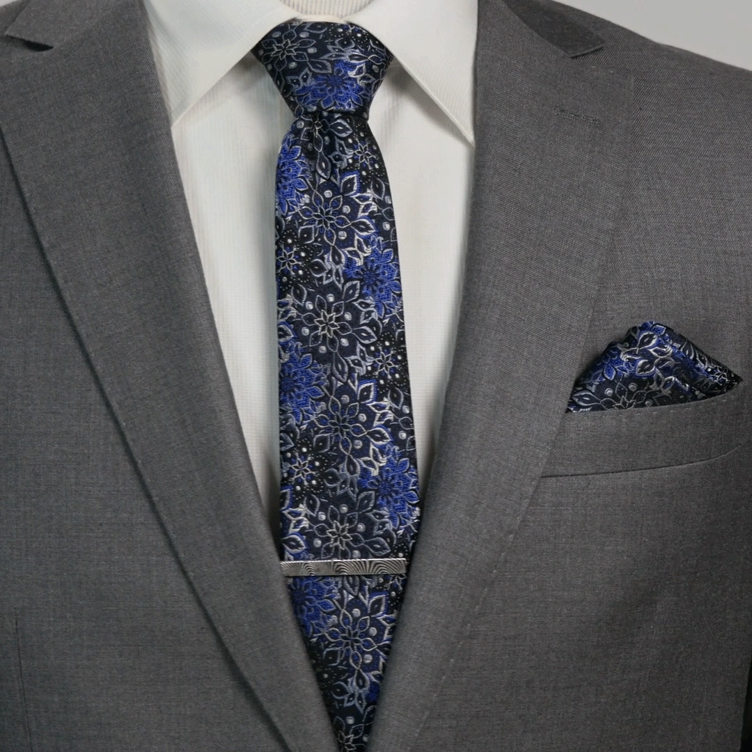 Navy Floral Pocket Square DestGlow