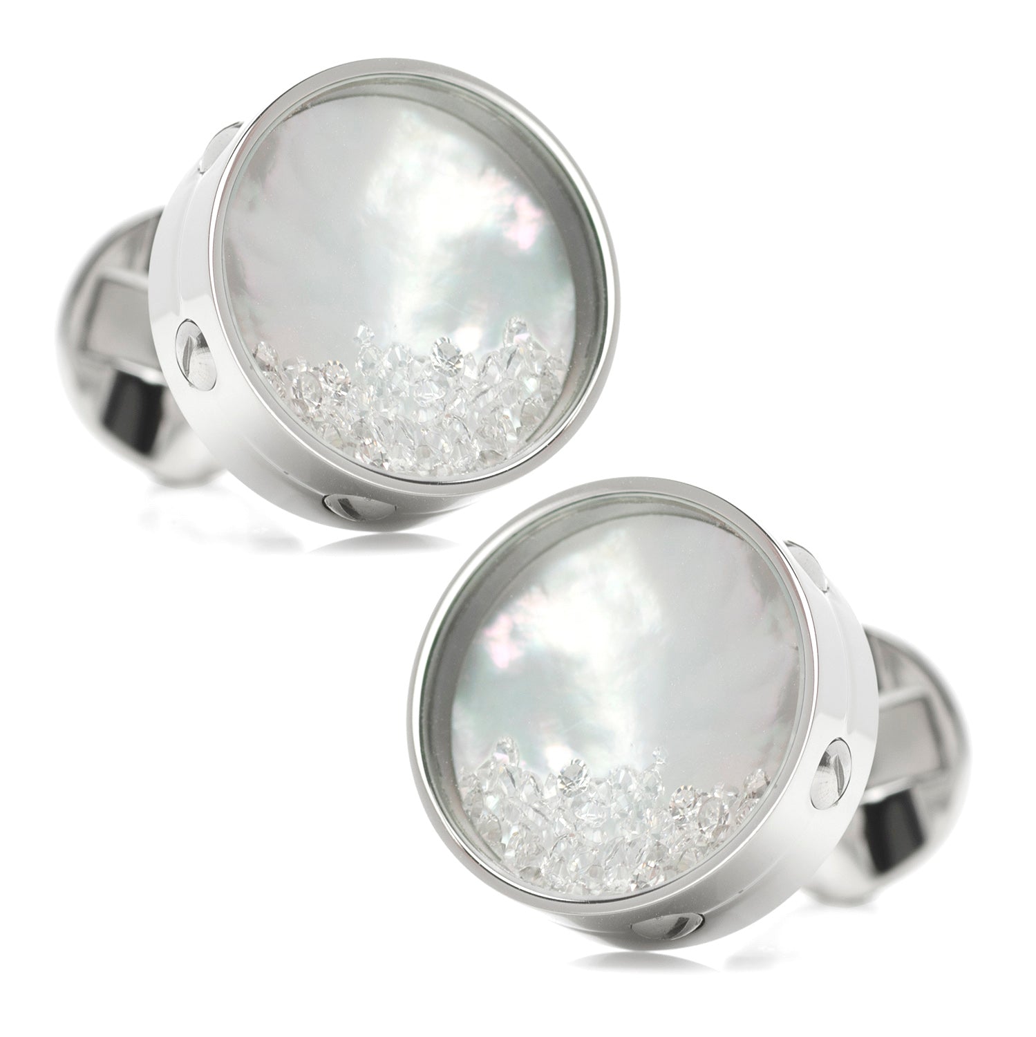 Mother of Pearl Floating Crystals Cufflinks by Cufflinks.com