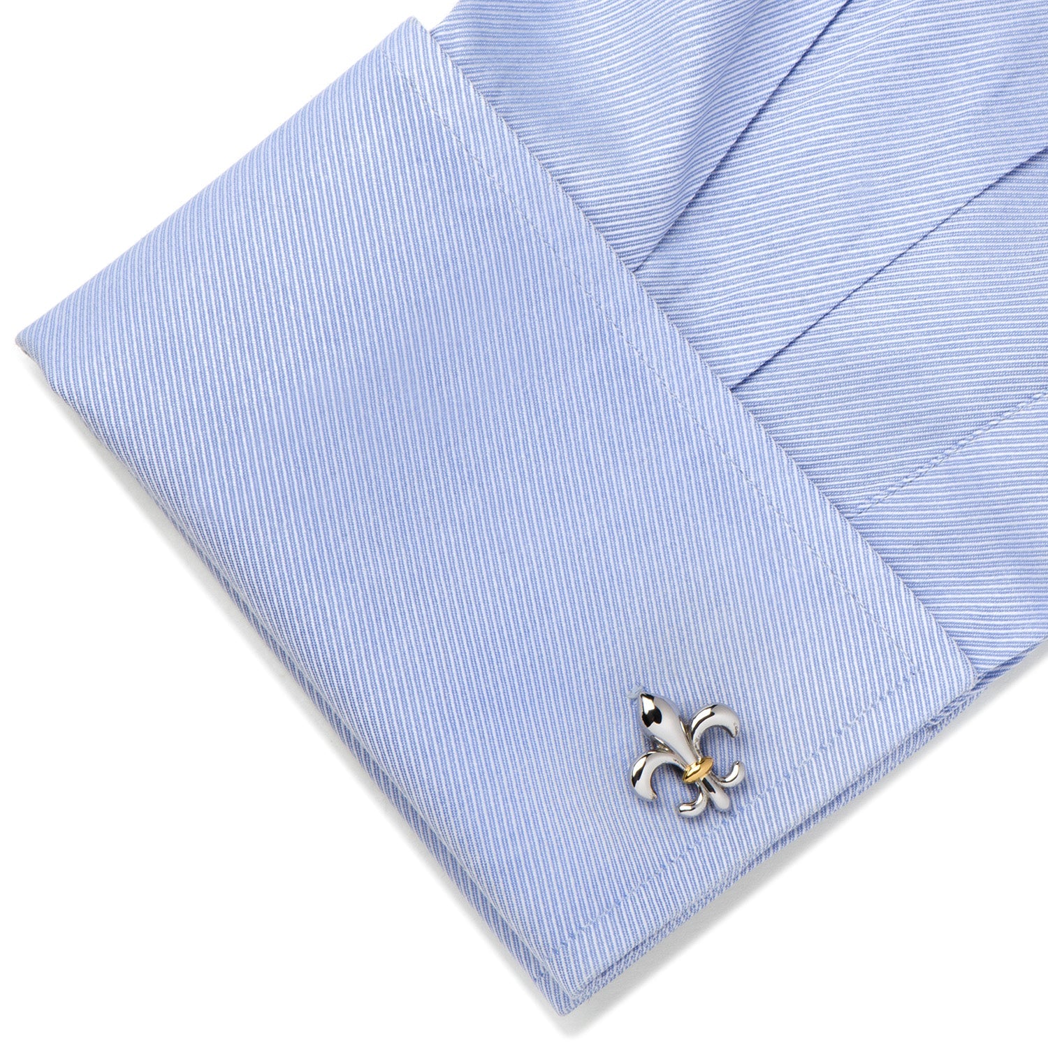 Stainless Steel Two-Tone Fleur De Lis Cufflinks by Cufflinks.com