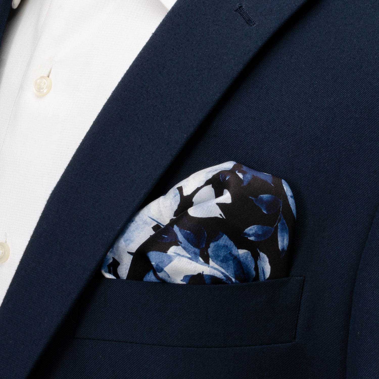 Painted Floral Black Pocket Square by Cufflinks.com