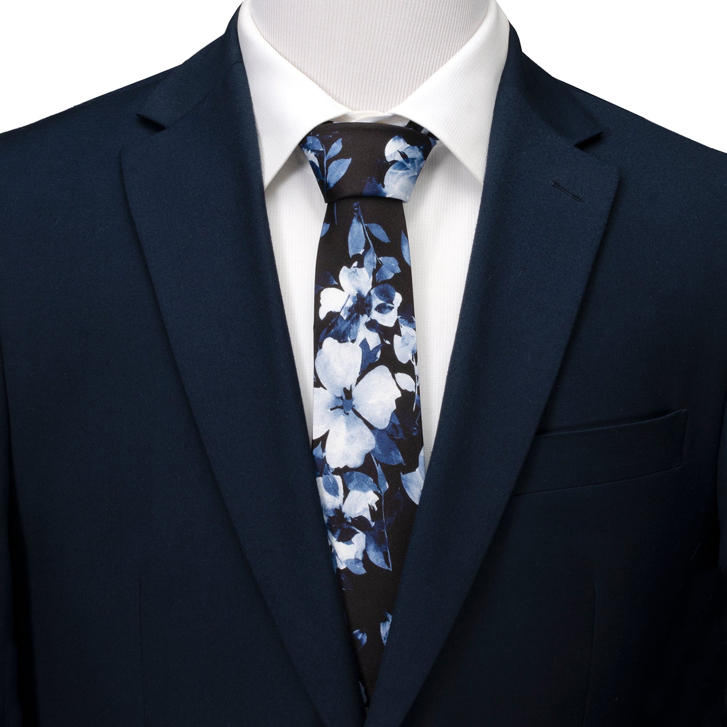 Painted Floral Black Silk Men&