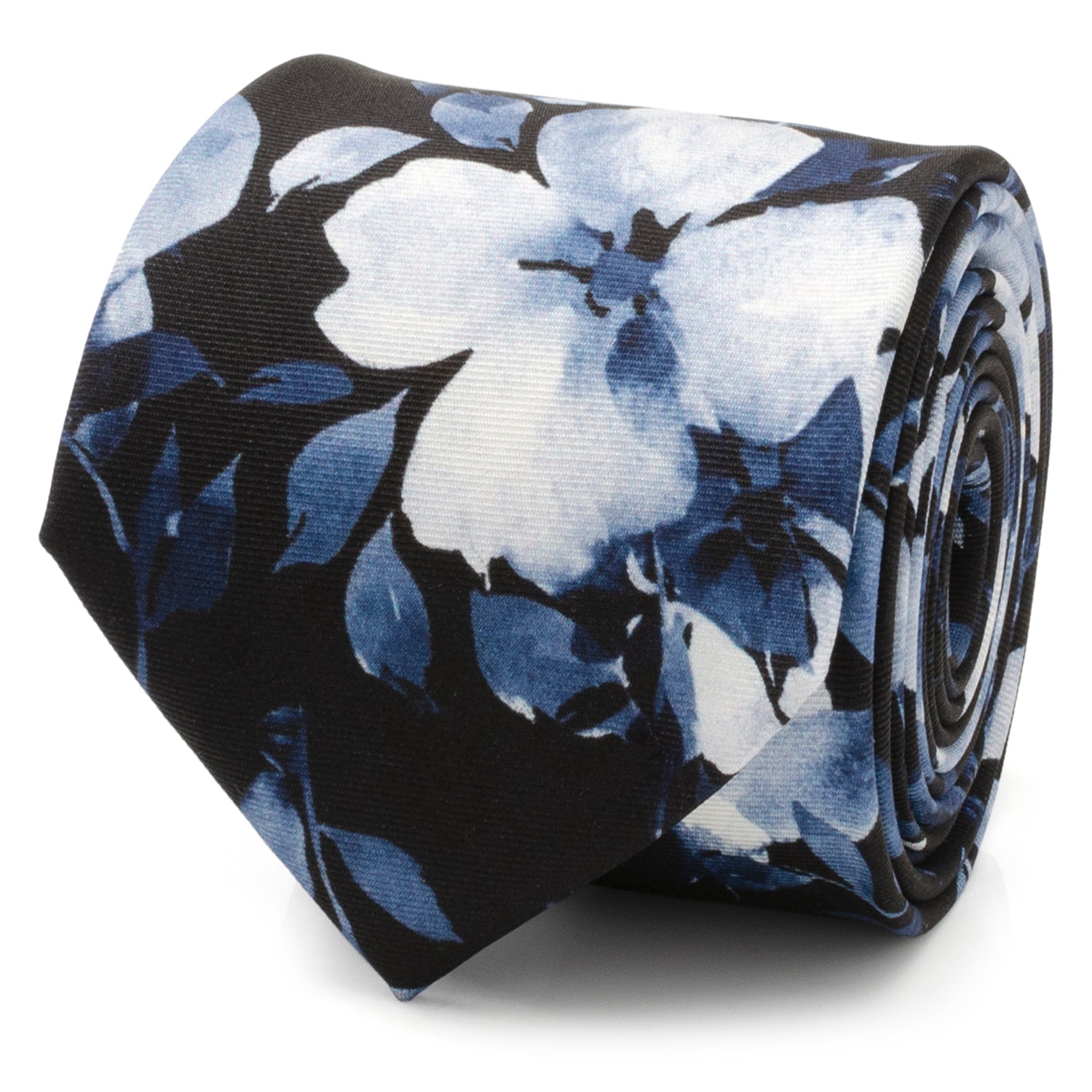 Painted Floral Blue Necktie and Pocket Square Gift Set by Cufflinks.com
