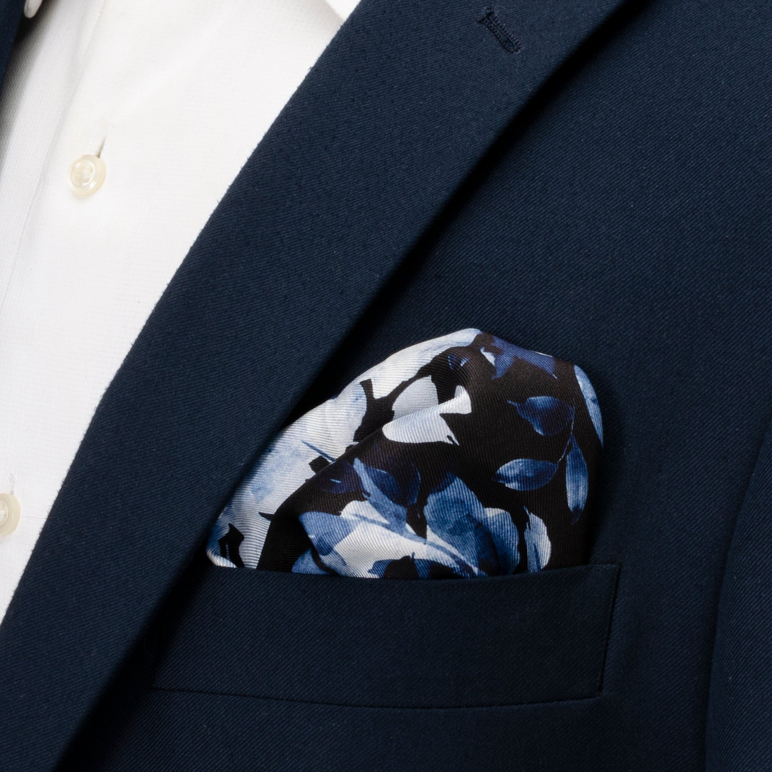 Painted Floral Blue Necktie and Pocket Square Gift Set by Cufflinks.com