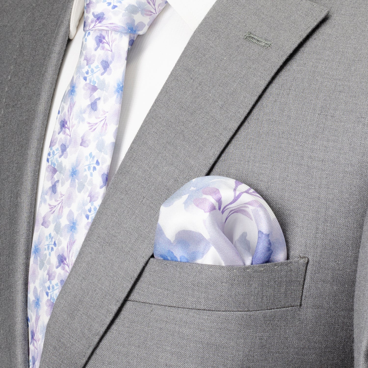 Watercolor Lavender Tie and Pocket Square Gift Set DestGlow