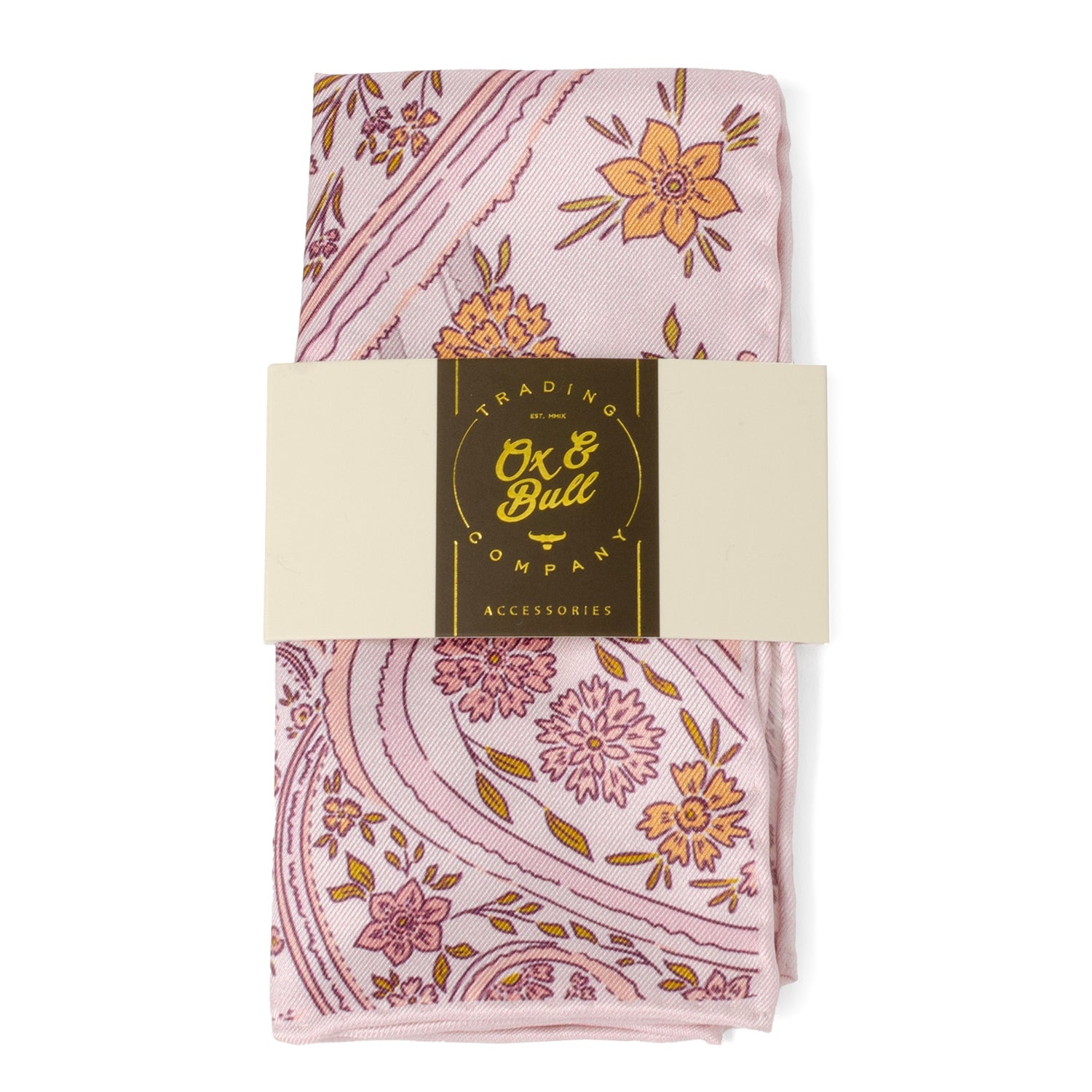 Floral Blush Paisley Pocket Square by Cufflinks.com