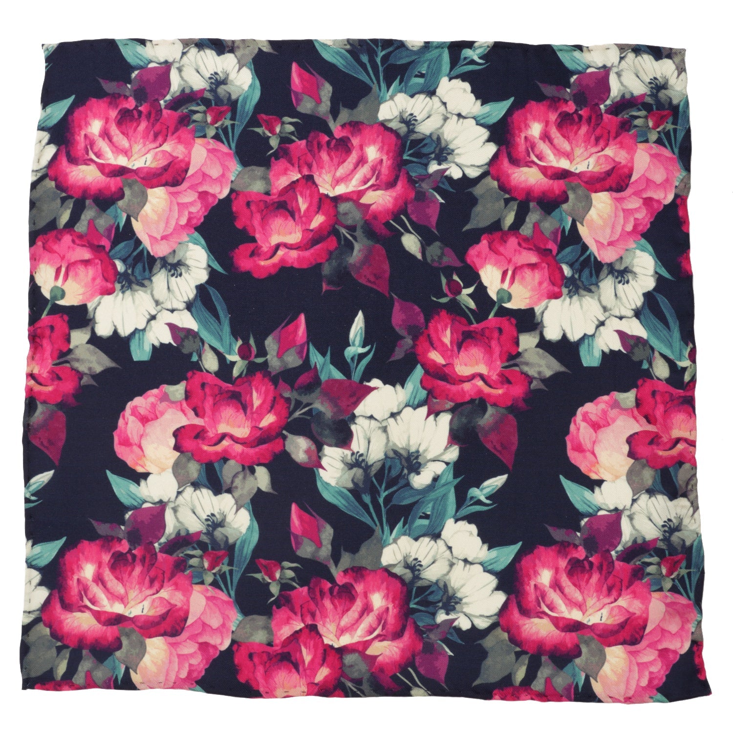 Painted Floral Navy Necktie and Pocket Square Gift Set by Cufflinks.com