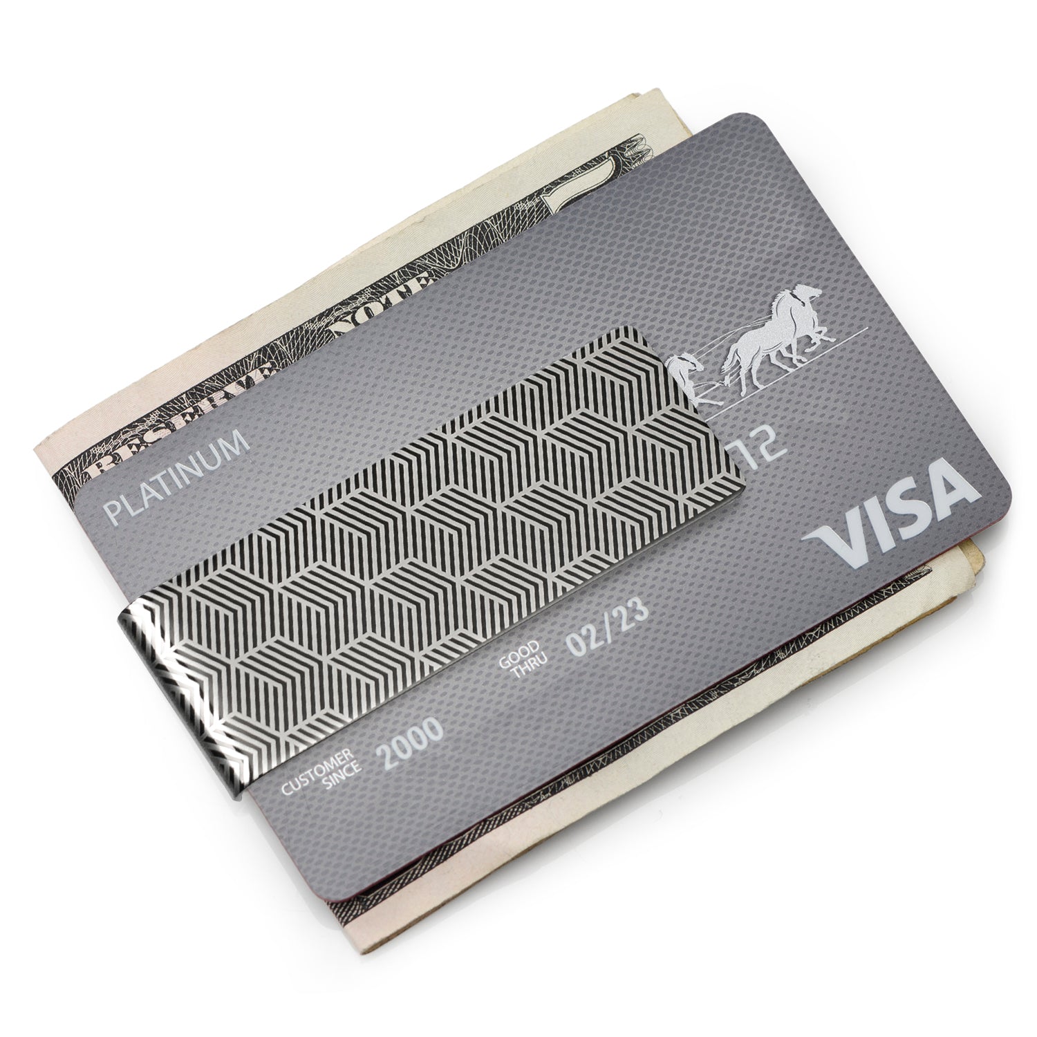 Geometric Stainless Steel Gunmetal Engraved Money Clip by Cufflinks.com