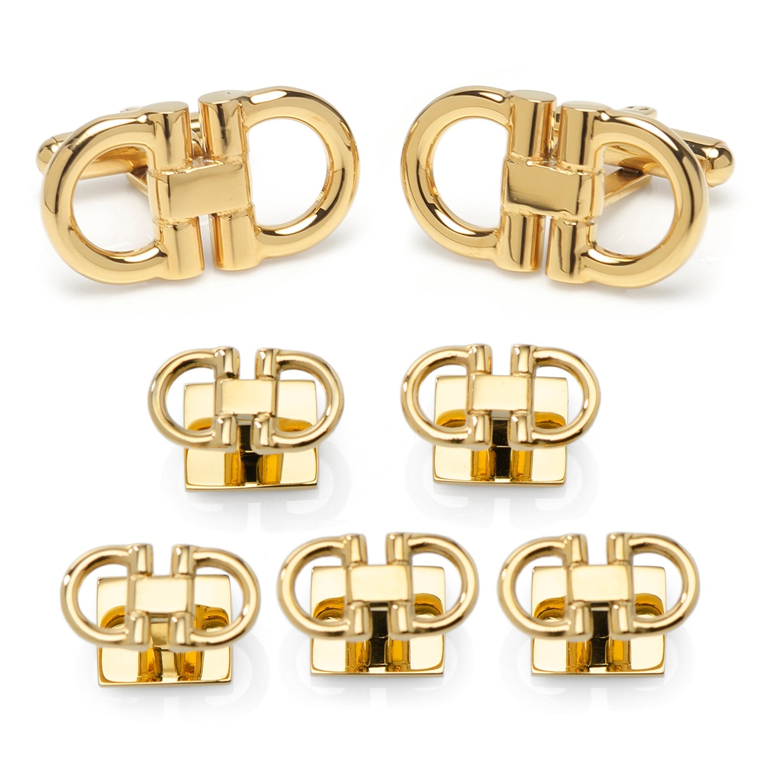Horse Bit Gold Stainless Steel 5-Stud Set by Cufflinks.com
