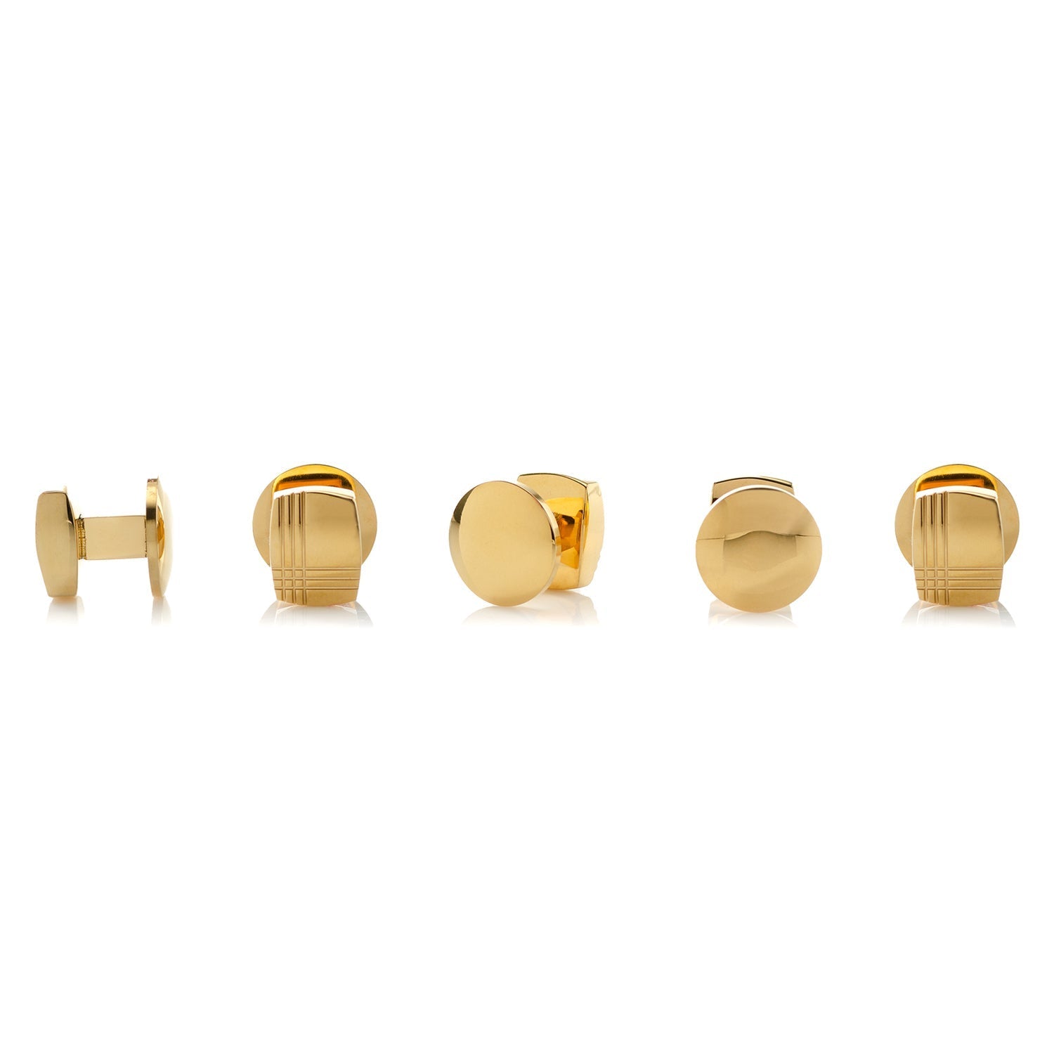 Stainless Steel Gold Tartan 5-Stud Set
