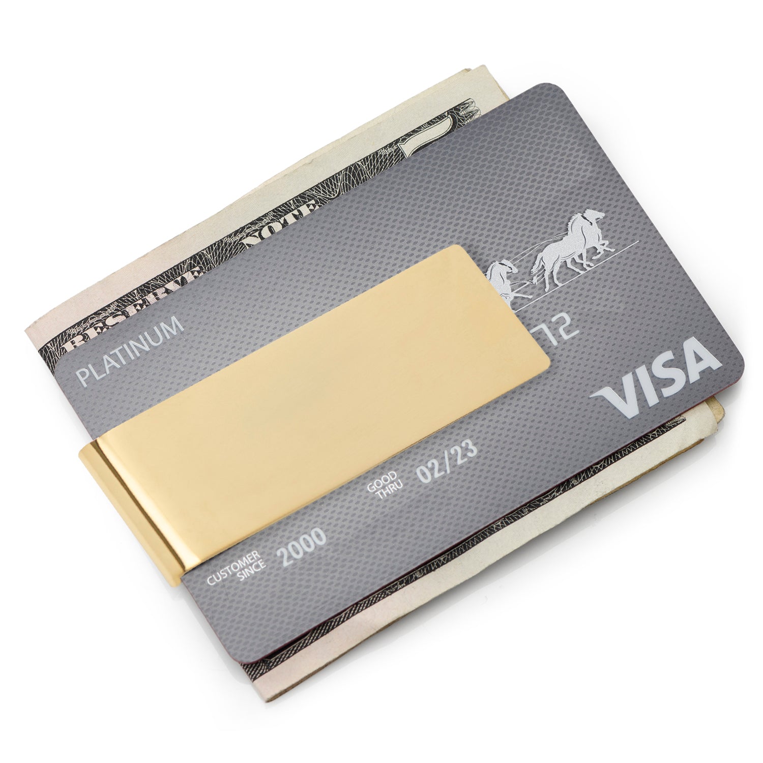Stainless Steel Gold Engravable Money Clip by Cufflinks.com