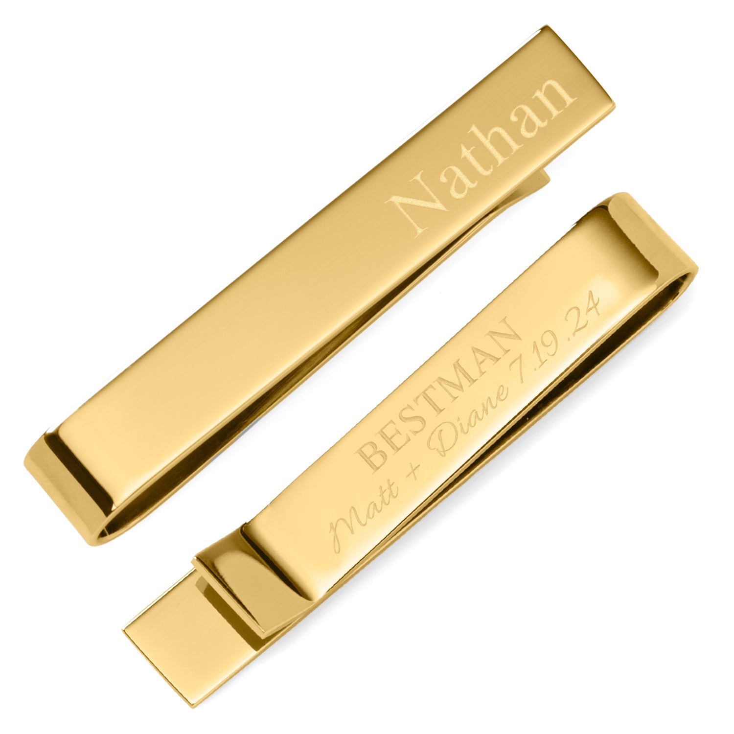 Wedding Party Gold Engravable Tie Bar by Cufflinks.com