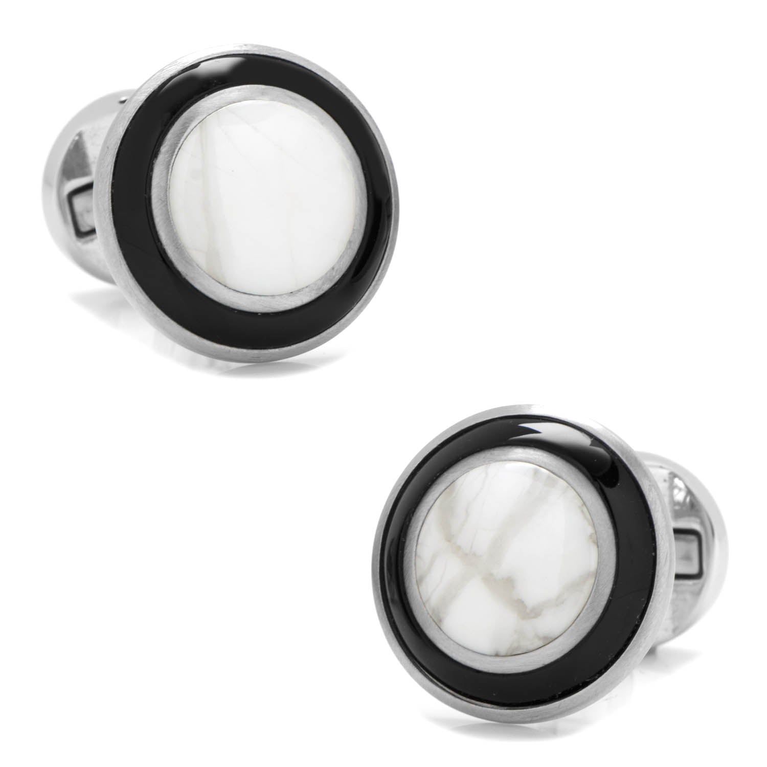 Jade with Onyx Ring Stainless Steel Cufflinks by Cufflinks.com
