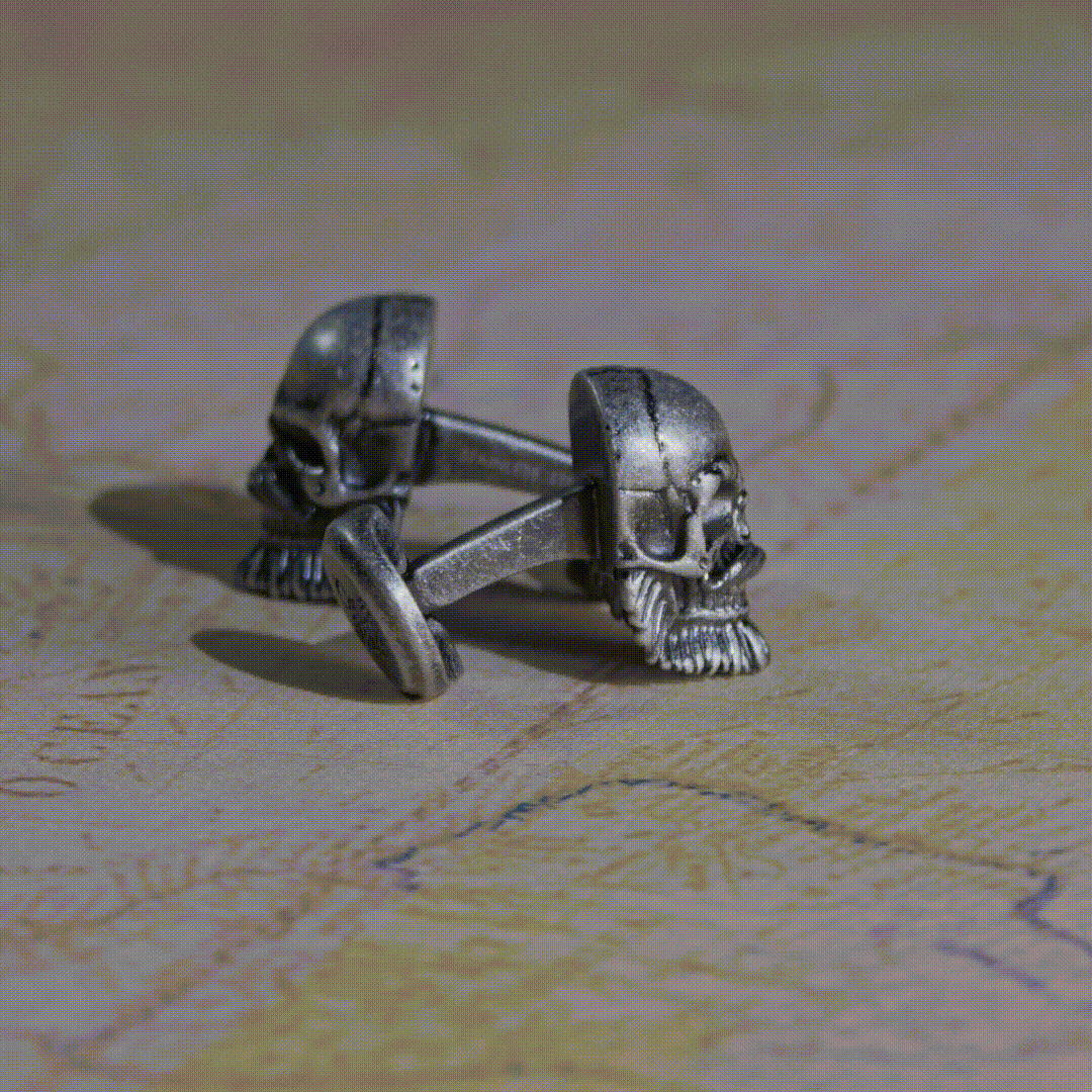 Stainless Steel Mustache Skull Cufflinks DestGlow