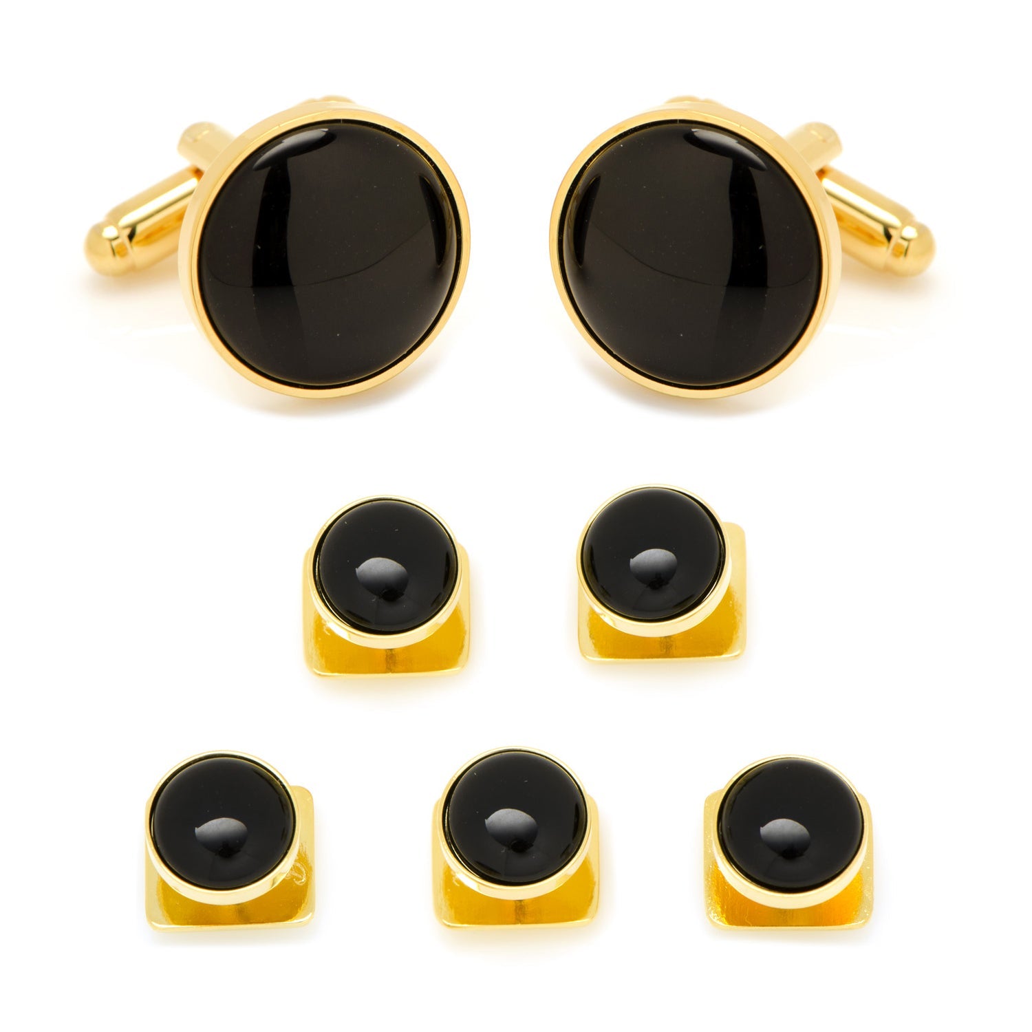 Gold and Onyx 5-Stud Set by Cufflinks.com