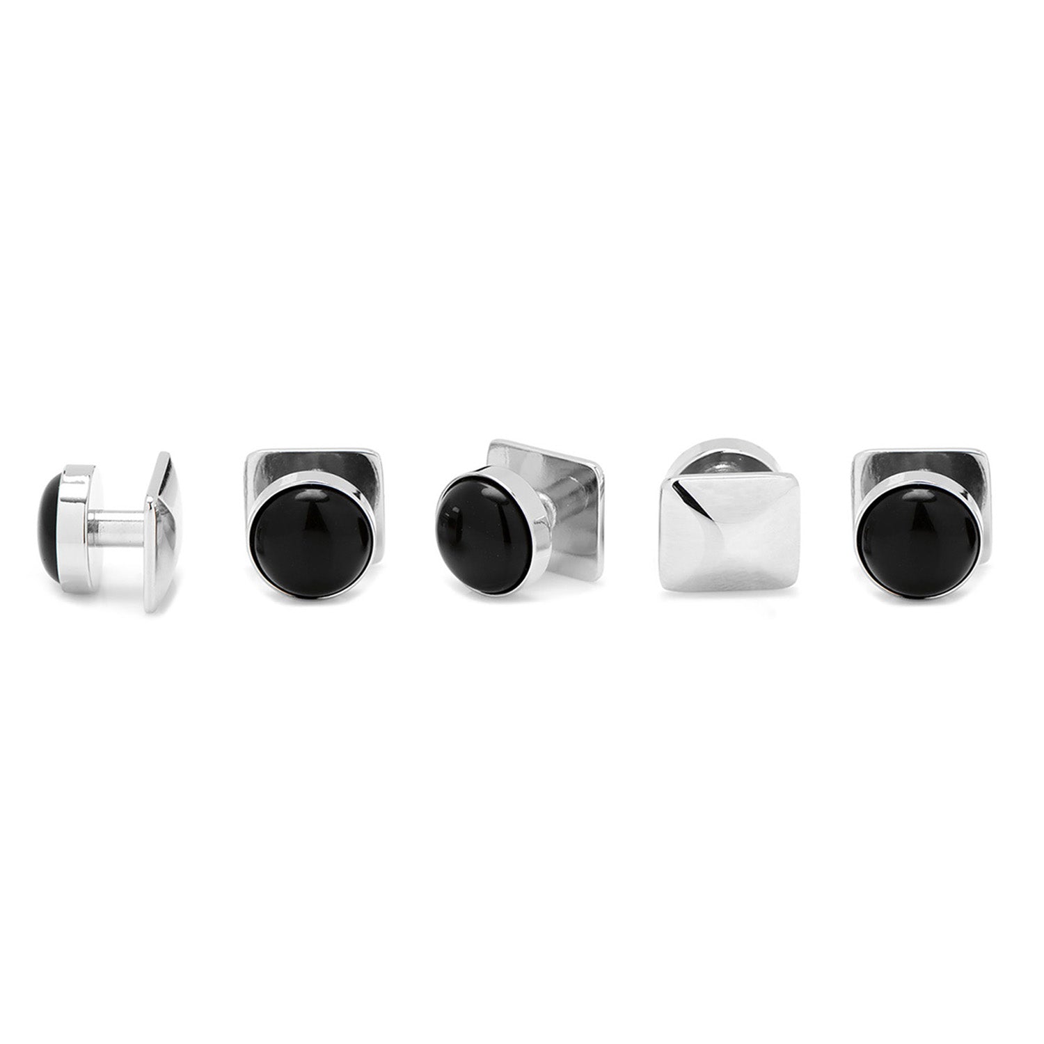 Silver and Onyx 5-Studs by Cufflinks.com