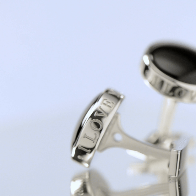 Onyx I Love You Stainless Steel Cufflinks - DestGlow