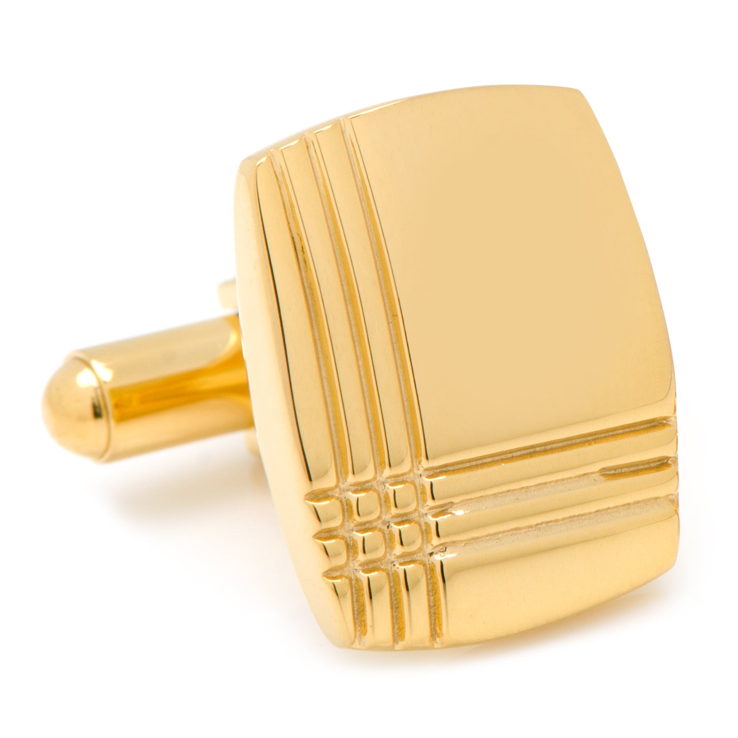 Stainless Steel Gold Tartan Plaid Cufflinks by Cufflinks.com
