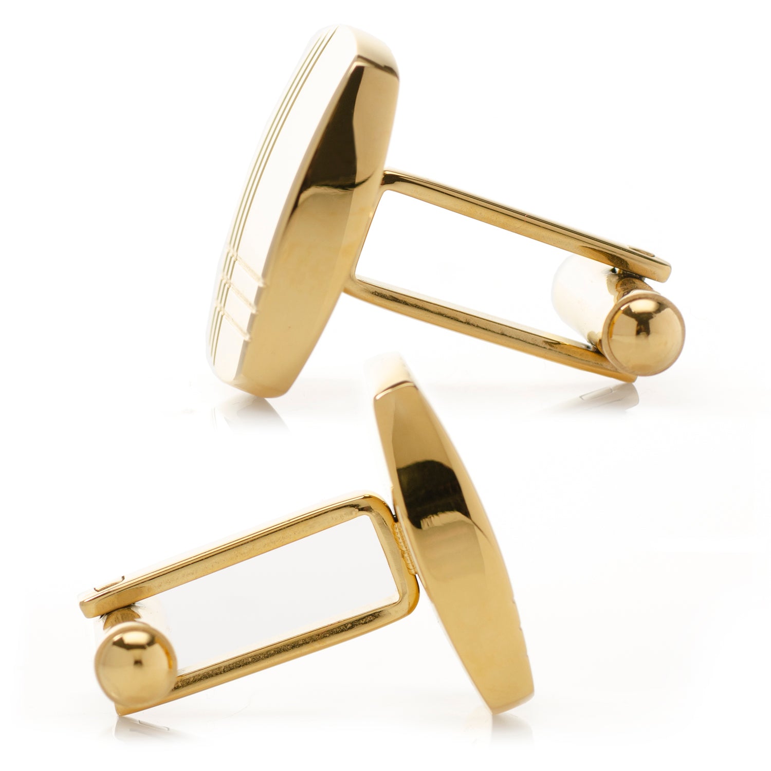 Stainless Steel Gold Tartan Plaid Cufflinks by Cufflinks.com