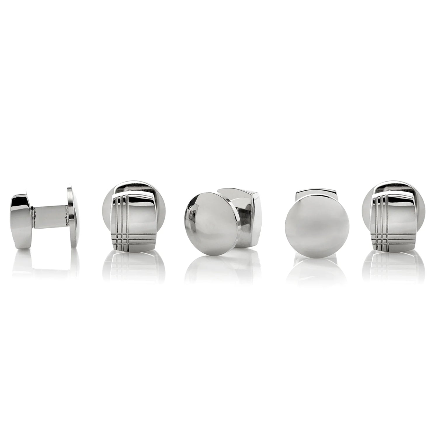 Stainless Steel Tartan Plaid 5-Stud Set by Cufflinks.com