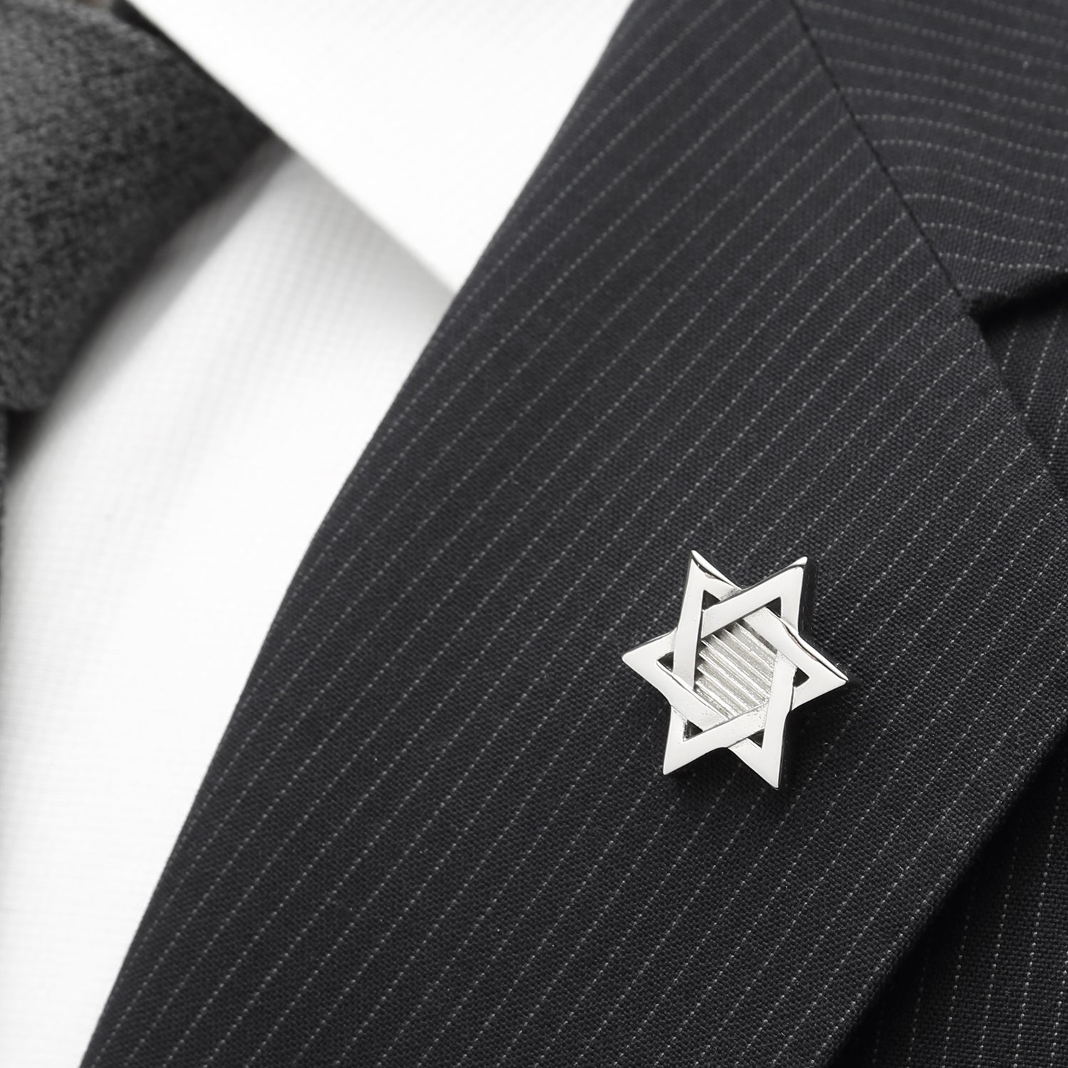 Star of David Stainless Steel Lapel Pin by Cufflinks.com