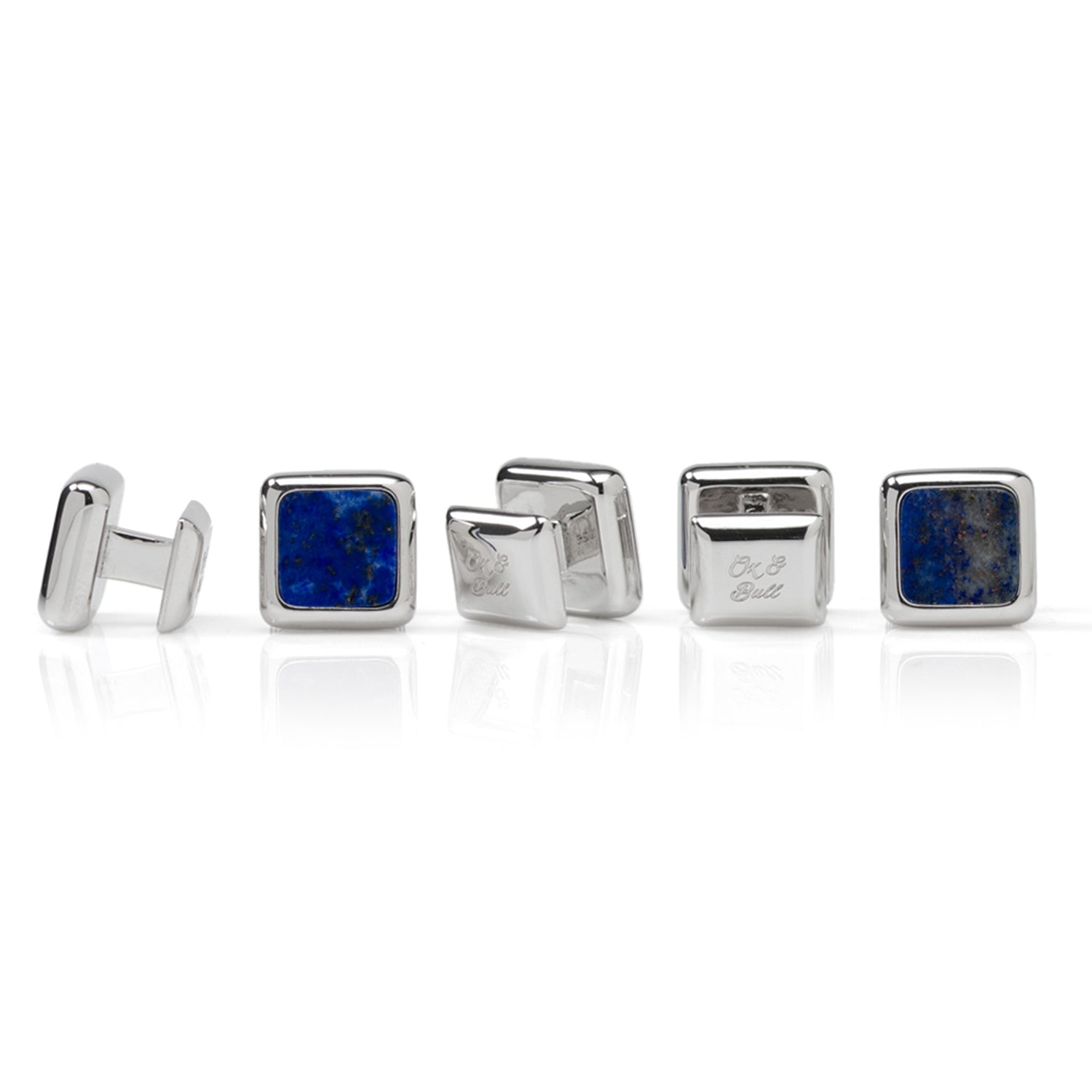 Sterling Silver and Lapis JFK Presidential 5-Stud Set by Cufflinks.com