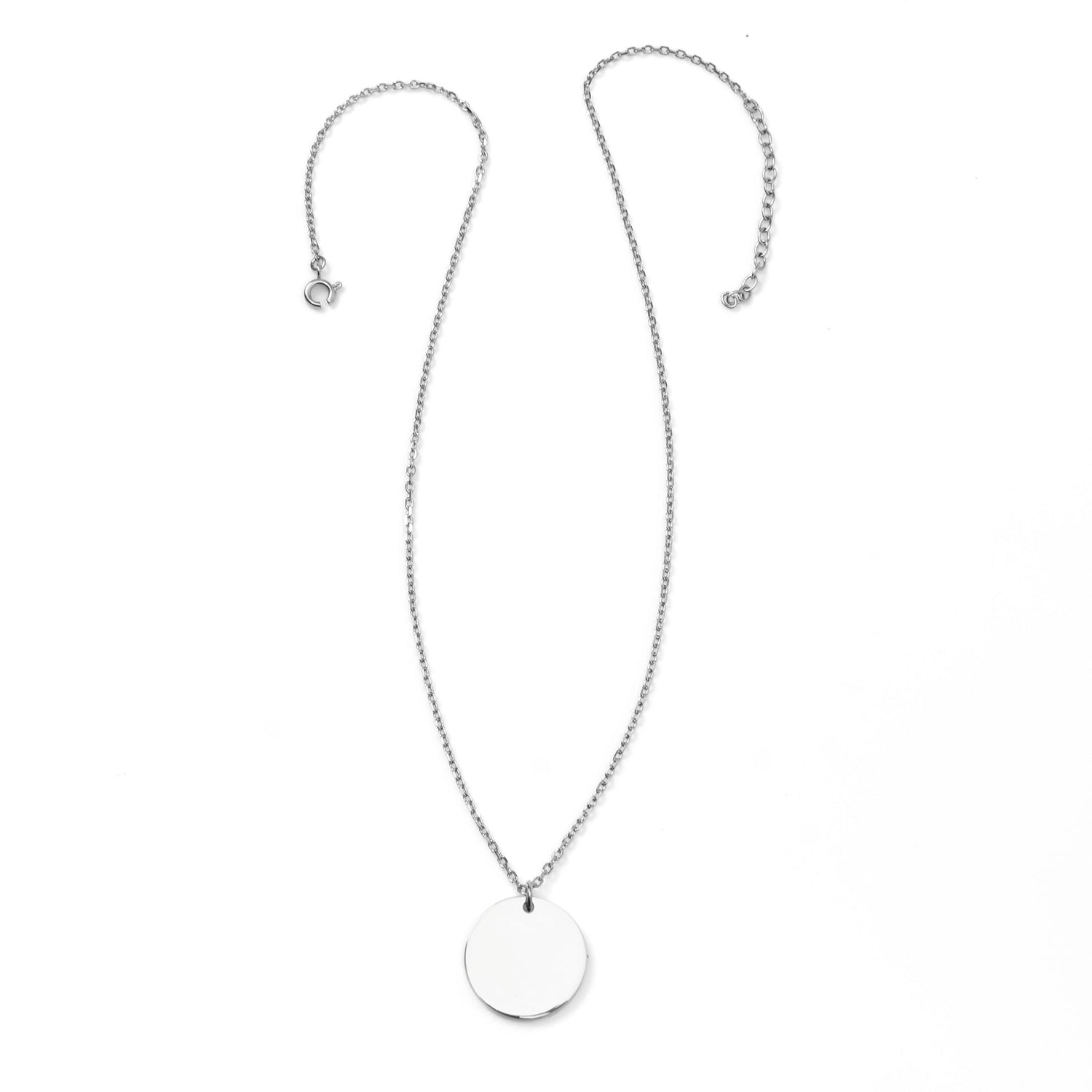 Stainless Steel Engravable Round Pendant Women&