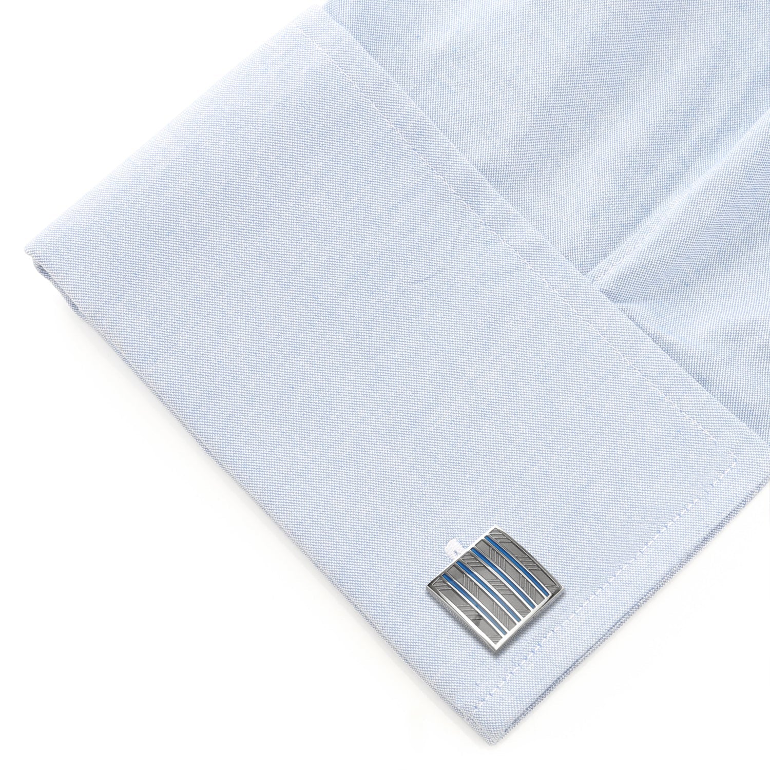 Gray and Blue Striped Square Cufflinks by Cufflinks.com