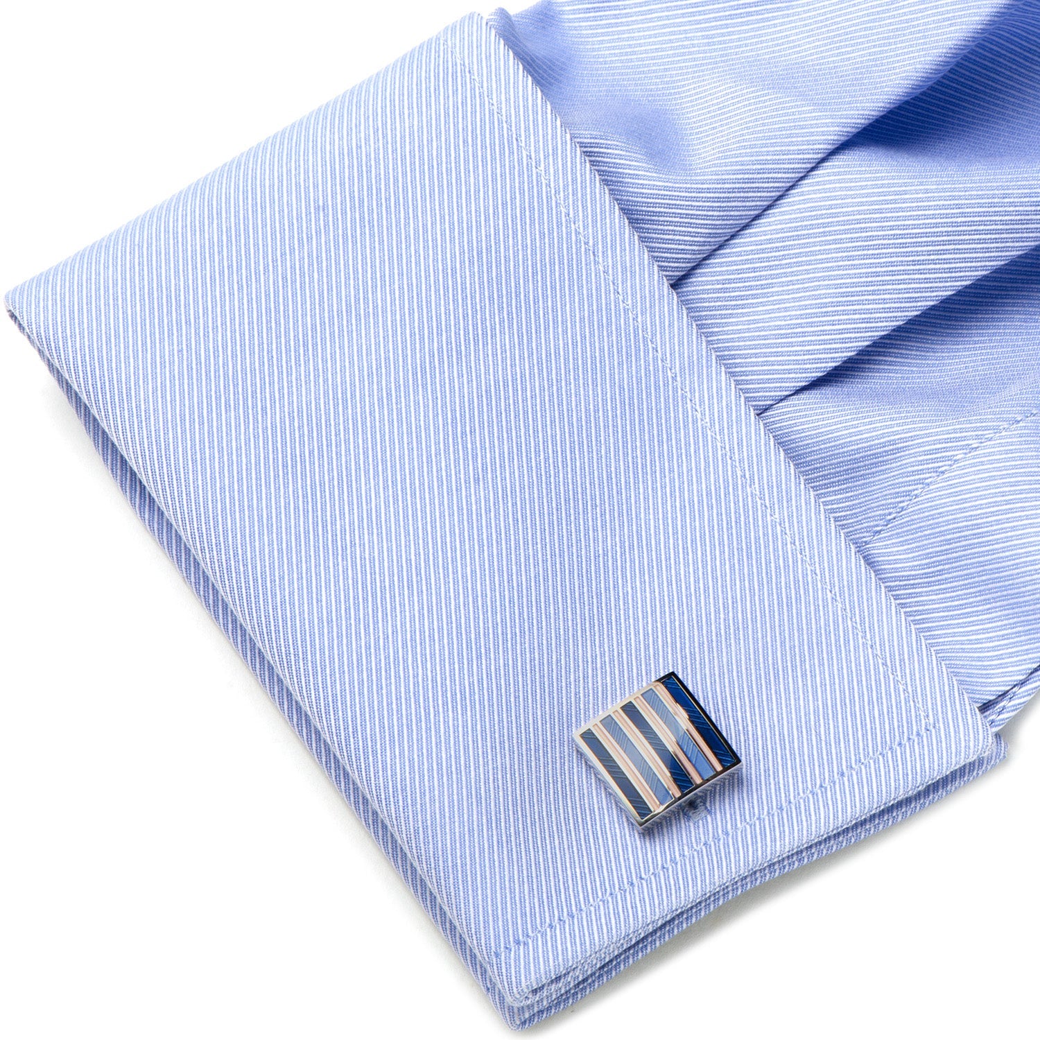 Pink and Navy Striped Square Cufflinks by Cufflinks.com