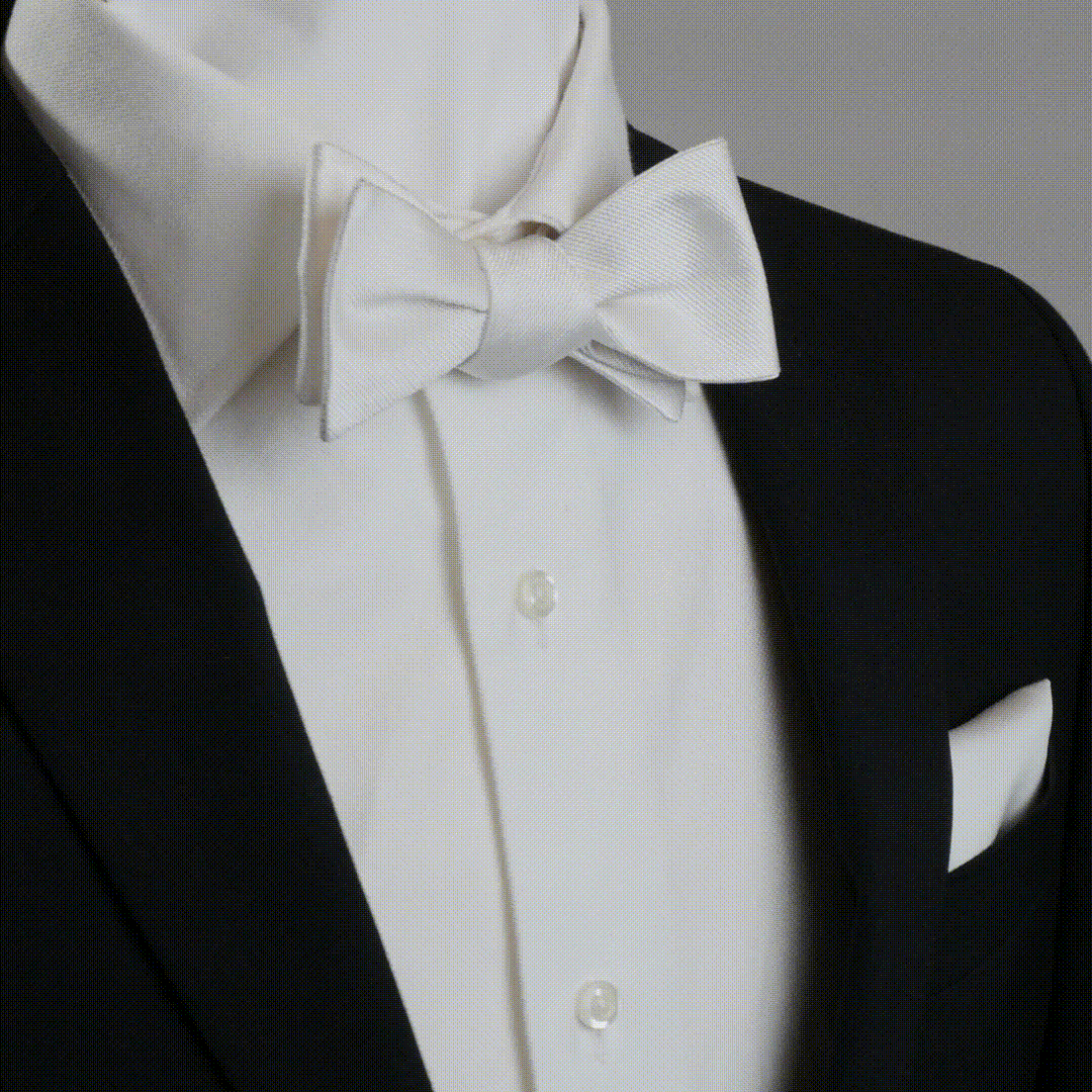 White Silk Self Bow Tie by Cufflinks.com