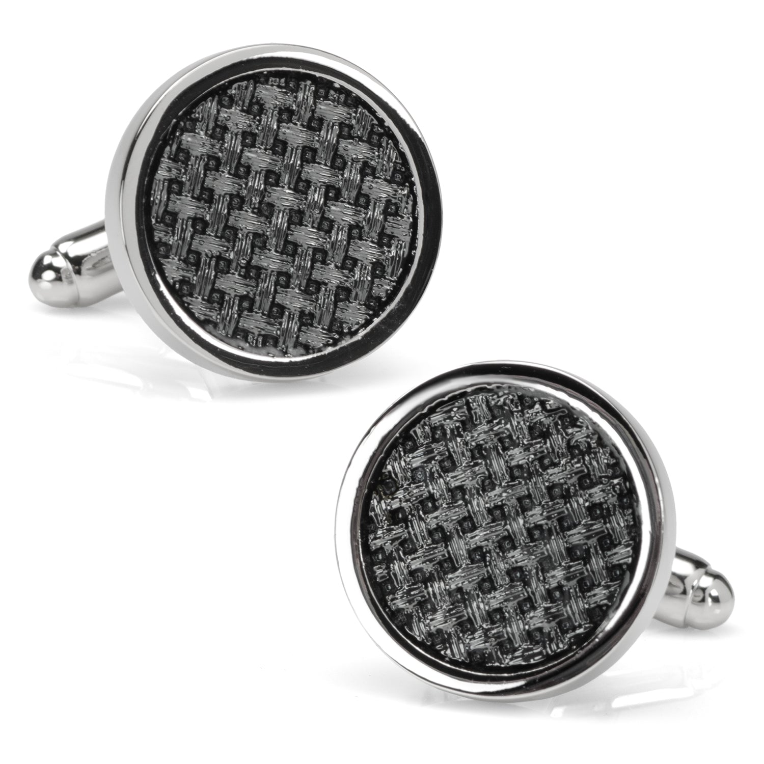 Woven Metal Black Cufflinks by Cufflinks.com
