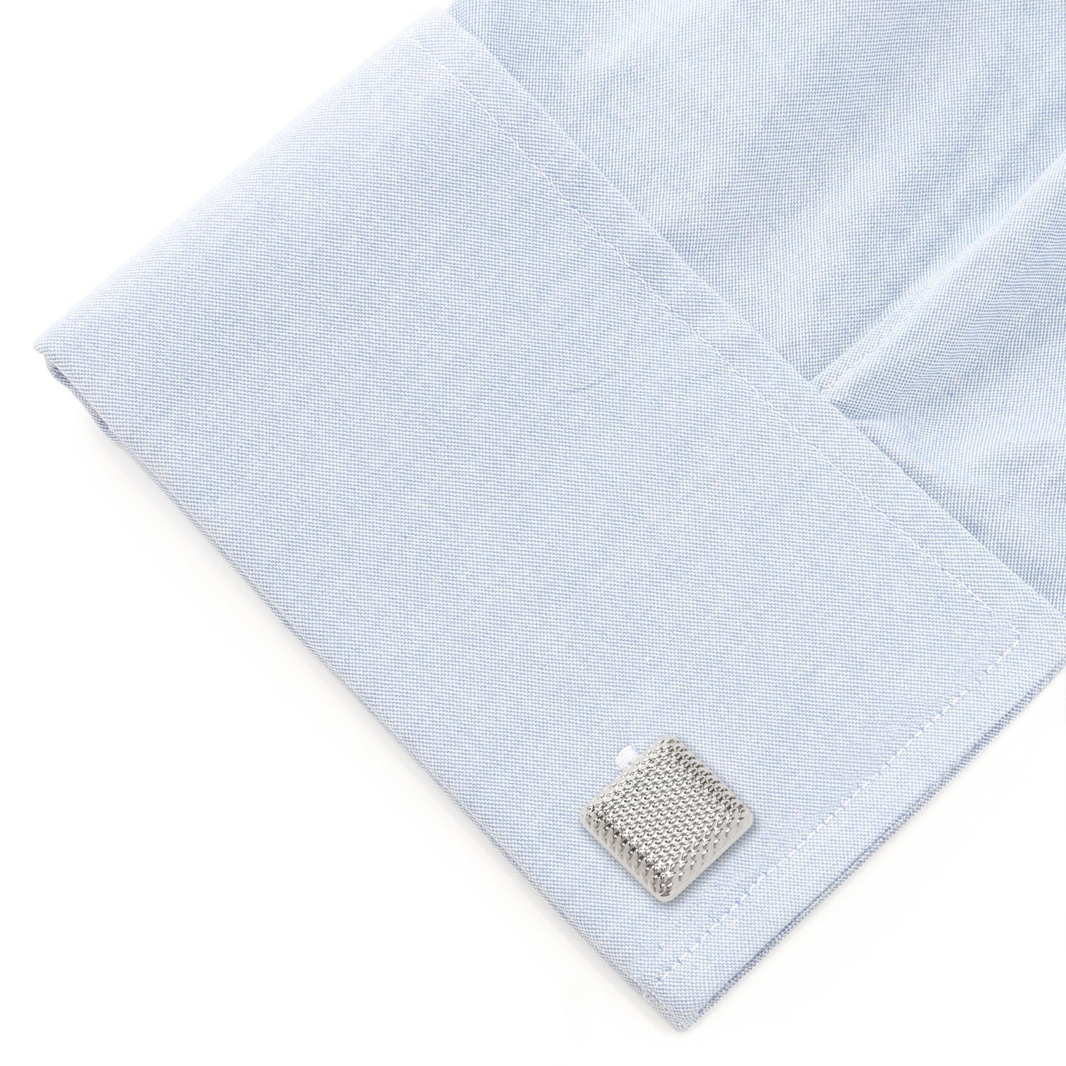 Silver Textured Square Cufflinks by Cufflinks.com