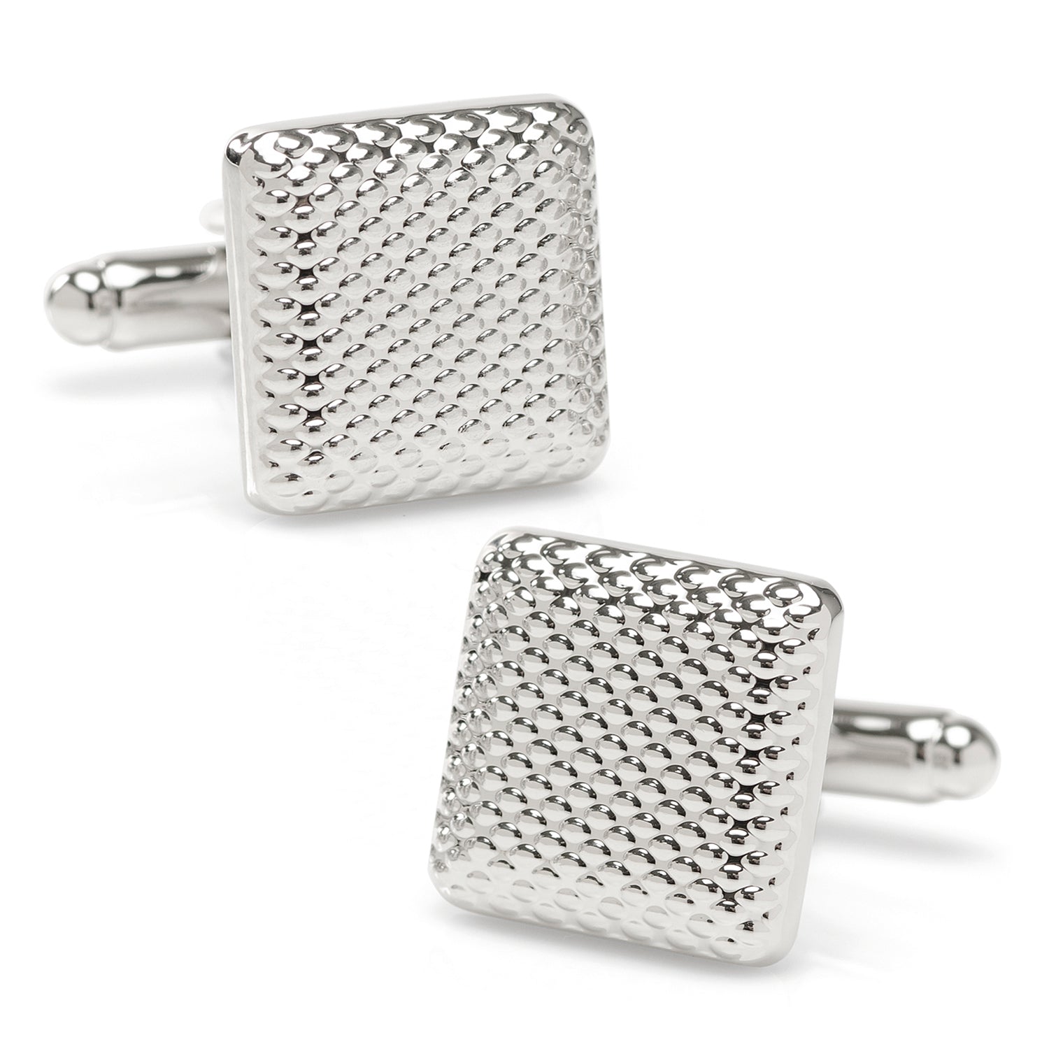 Silver Textured Square Cufflinks by Cufflinks.com