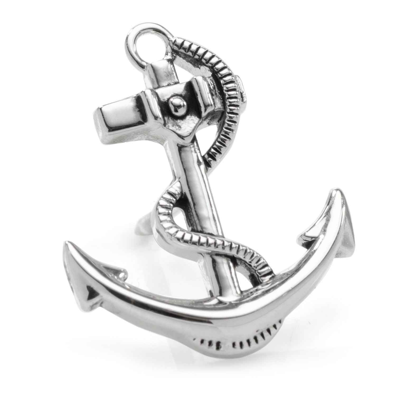 Anchor Sterling Silver 3D Lapel Pin by Cufflinks.com