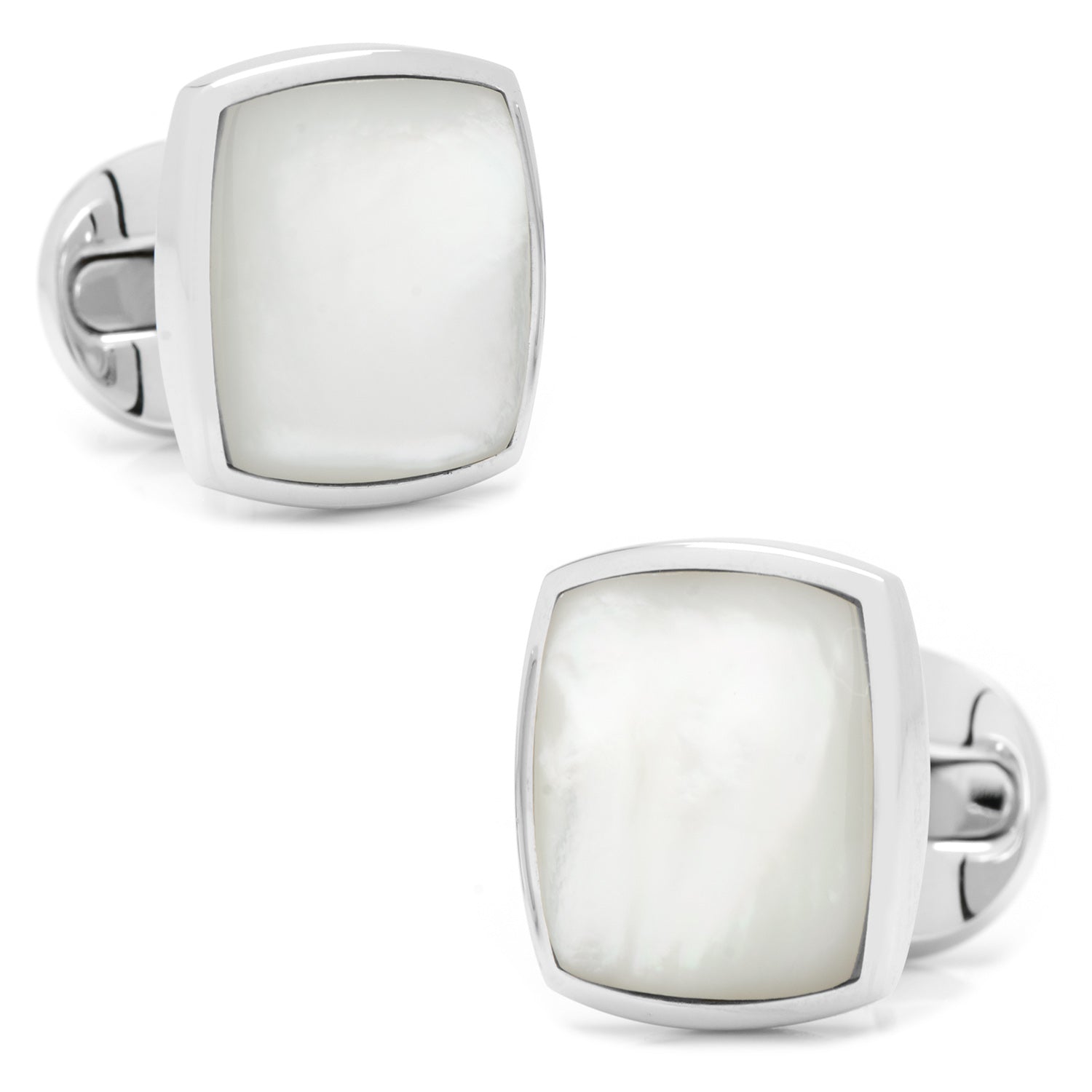 Sterling Silver Classic Cushion Mother of Pearl Cufflinks by Cufflinks.com
